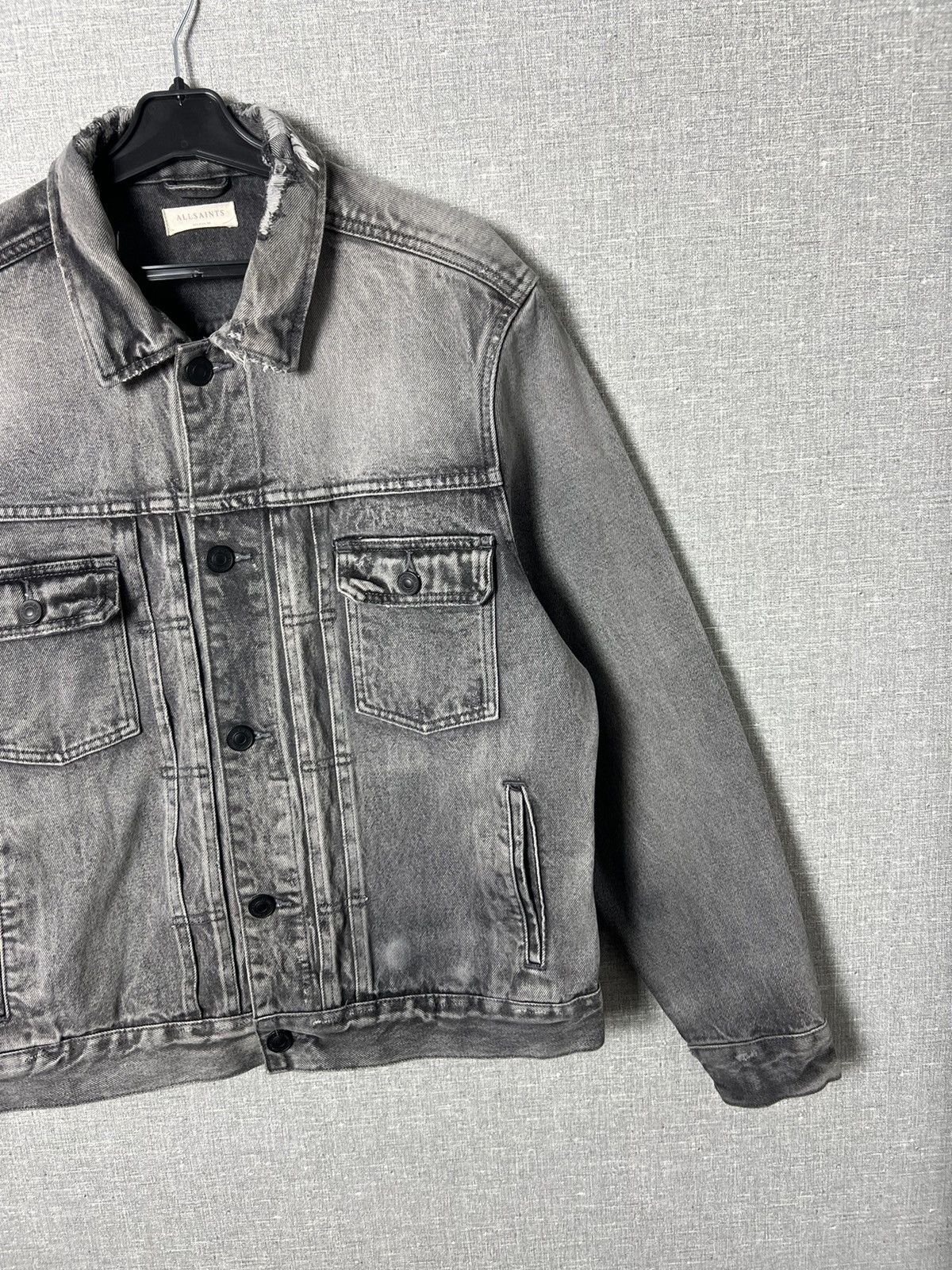 All Saints Bohmer Distressed Denim Jean Jacket Size M
