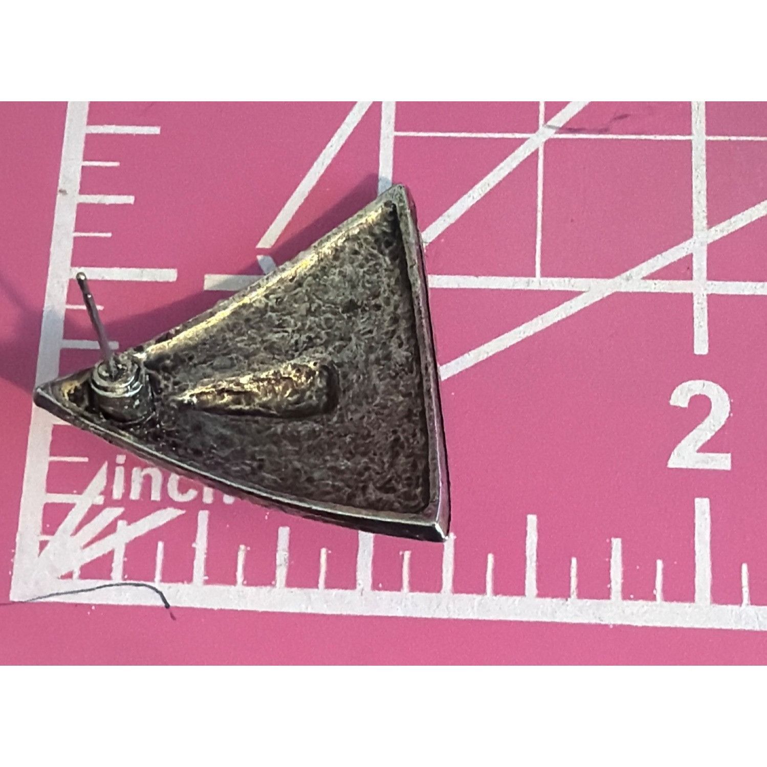 Other Vintage Triangular Silver Tone Earrings Red Enamel Center Ge Size ONE SIZE - 4 Thumbnail
