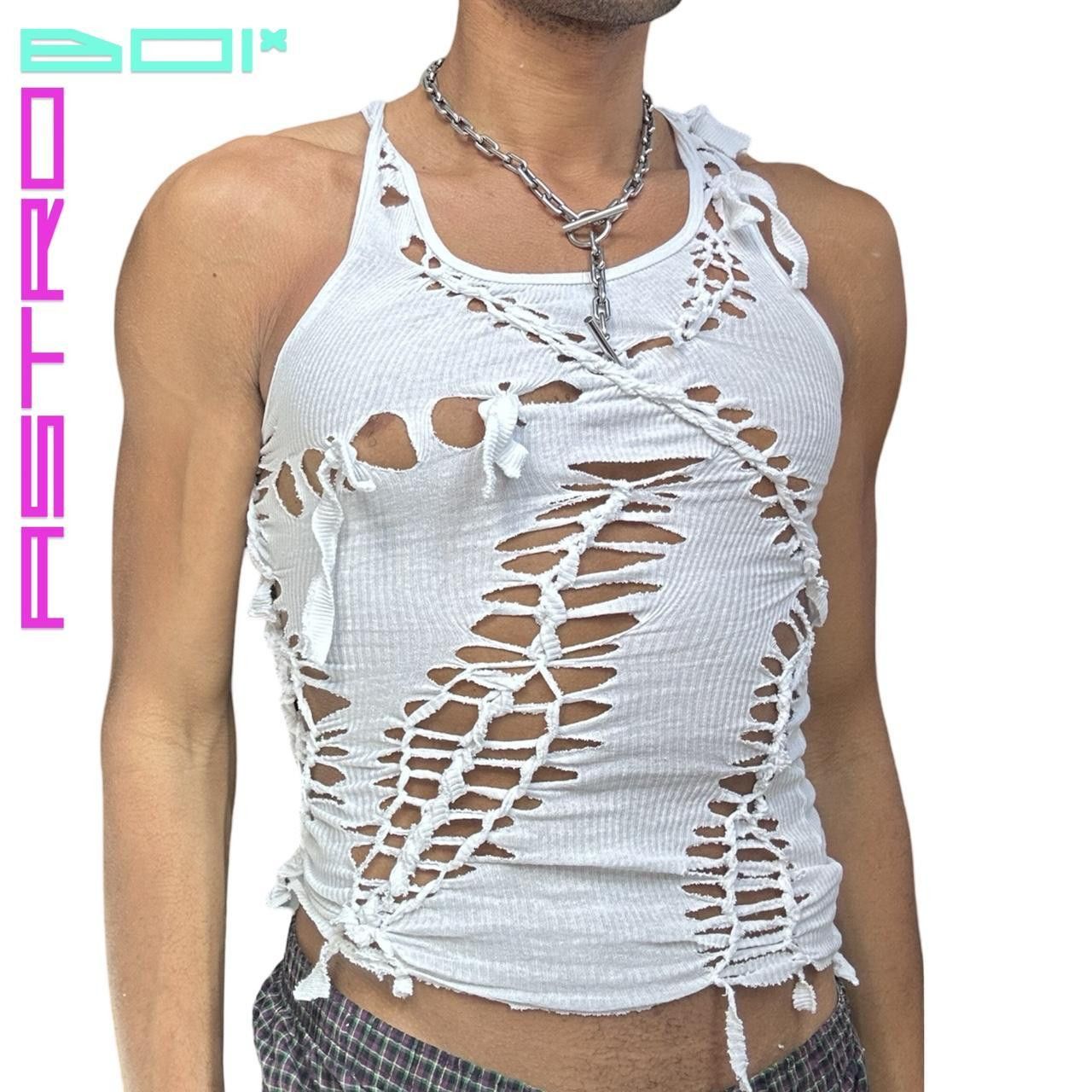 Hanes ASTROBOI* White Slim Fit Ribbed Braided Tank Top - Medium Size US M / EU 48-50 / 2 - 8 Thumbnail