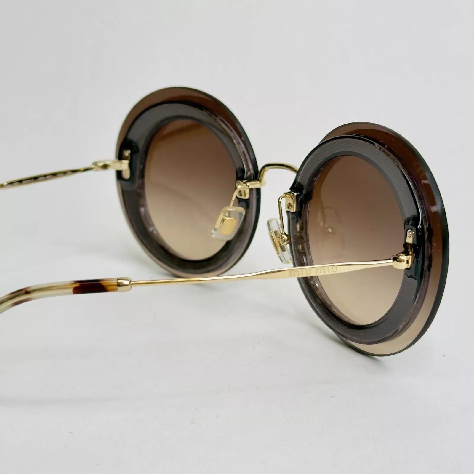Miu Miu MIU MIU REVEAL MU10RS Gold Brown Glitter Fashion 10R Size ONE SIZE - 5 Thumbnail