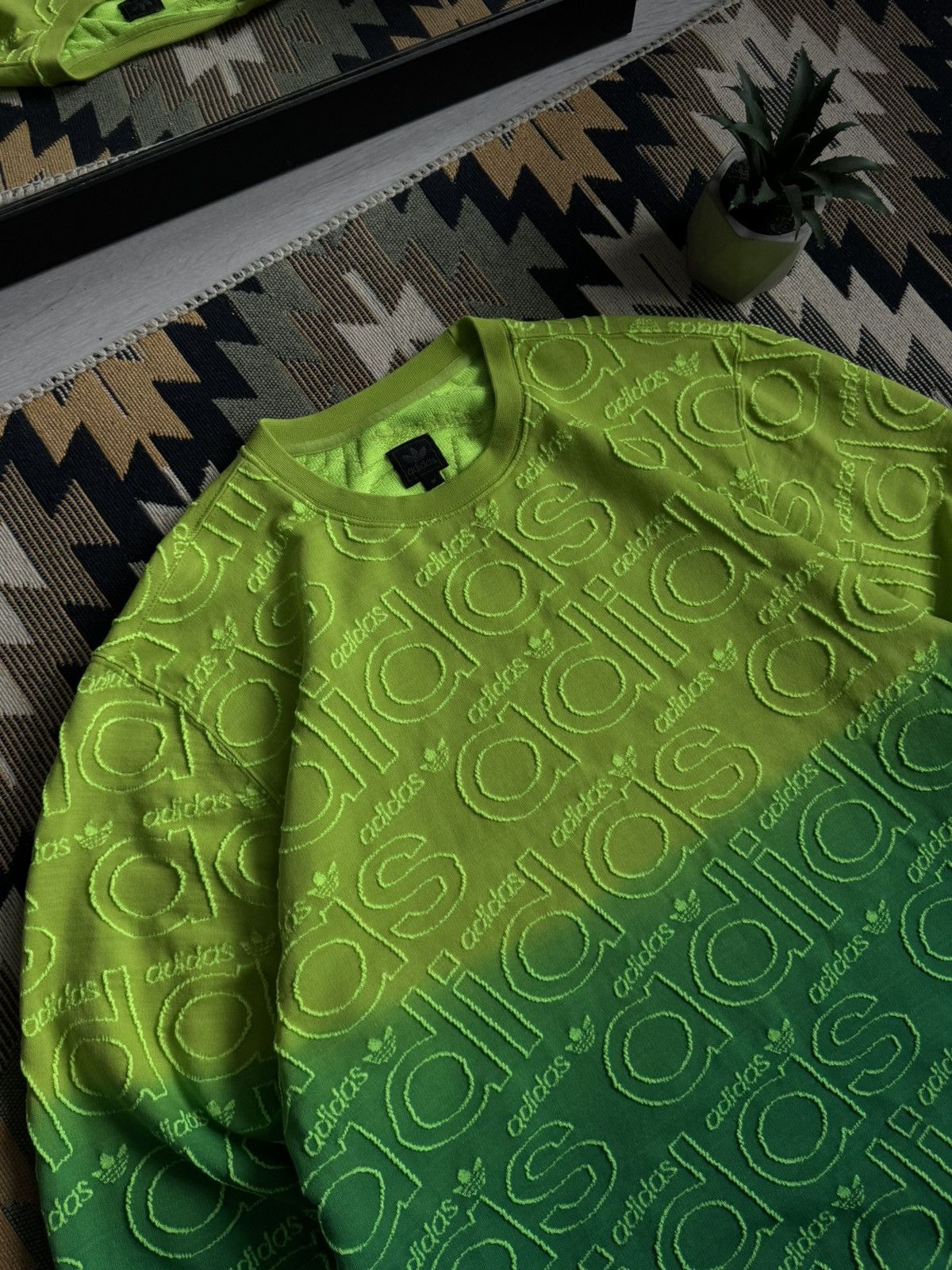 Adidas Vintage Adidas Originals Rasta Monogram Sweater Size US M / EU 48-50 / 2 - 4 Thumbnail