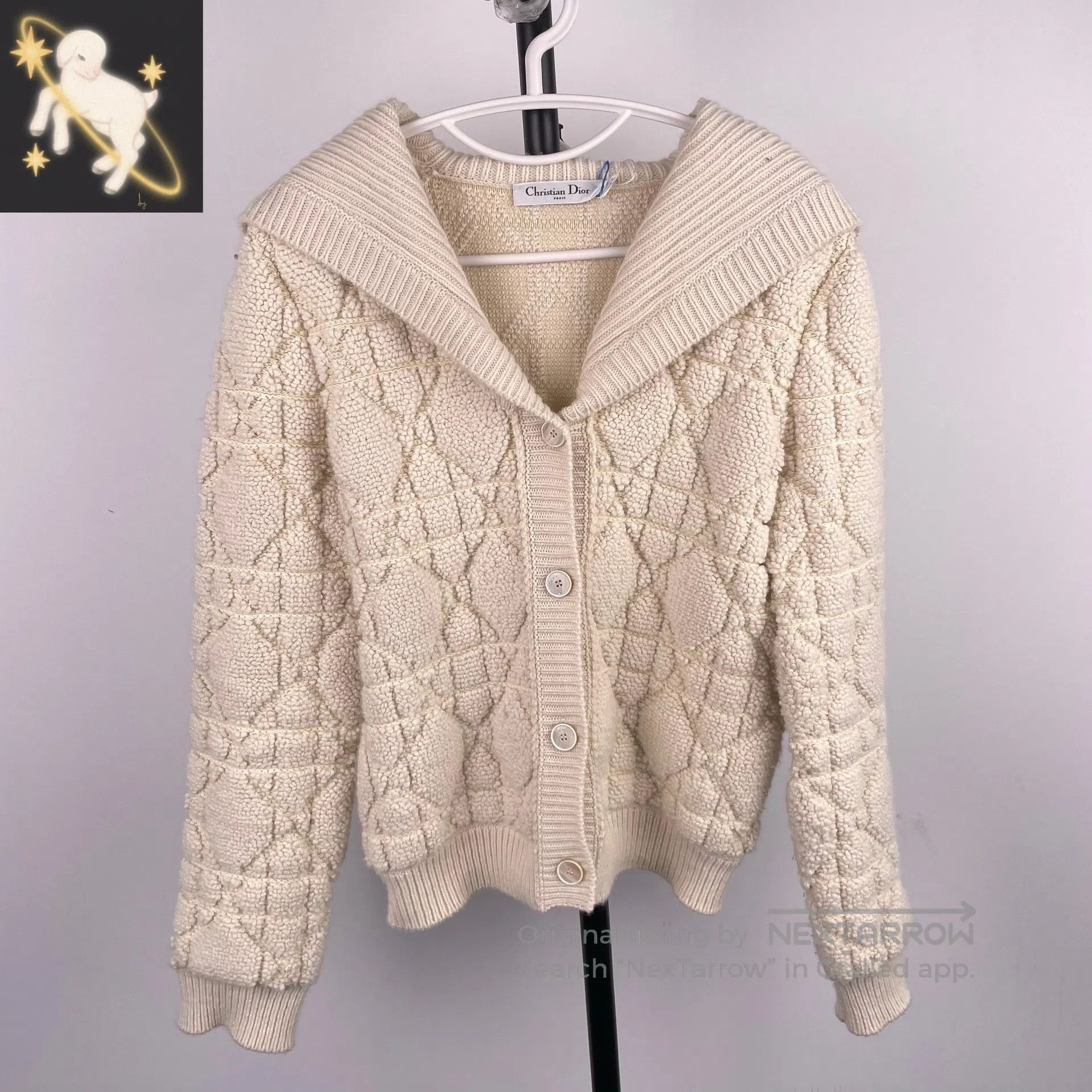 Dior Dior Milk white diamond pattern navy collar knit cardigan Size XS / US 0-2 / IT 36-38 - 1 Thumbnail
