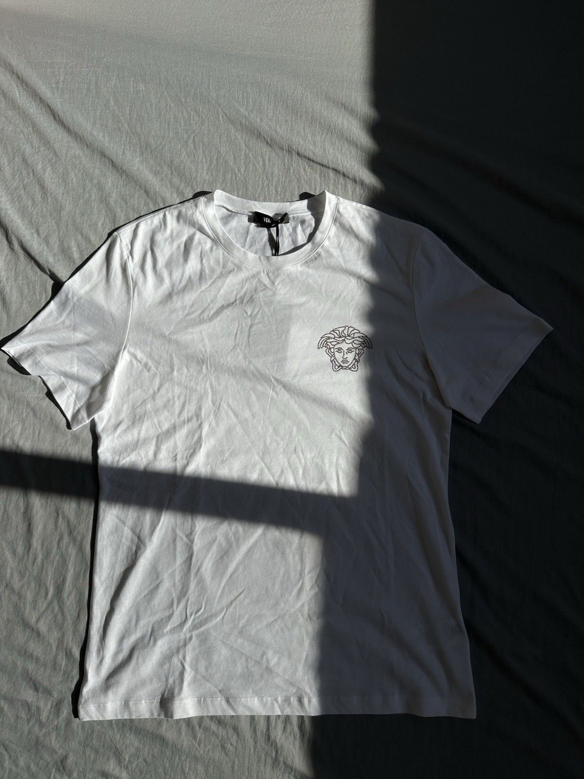 Versace White Versace Shirt With Gold Crystals Size M / US 6-8 / IT 42-44 - 1 Thumbnail