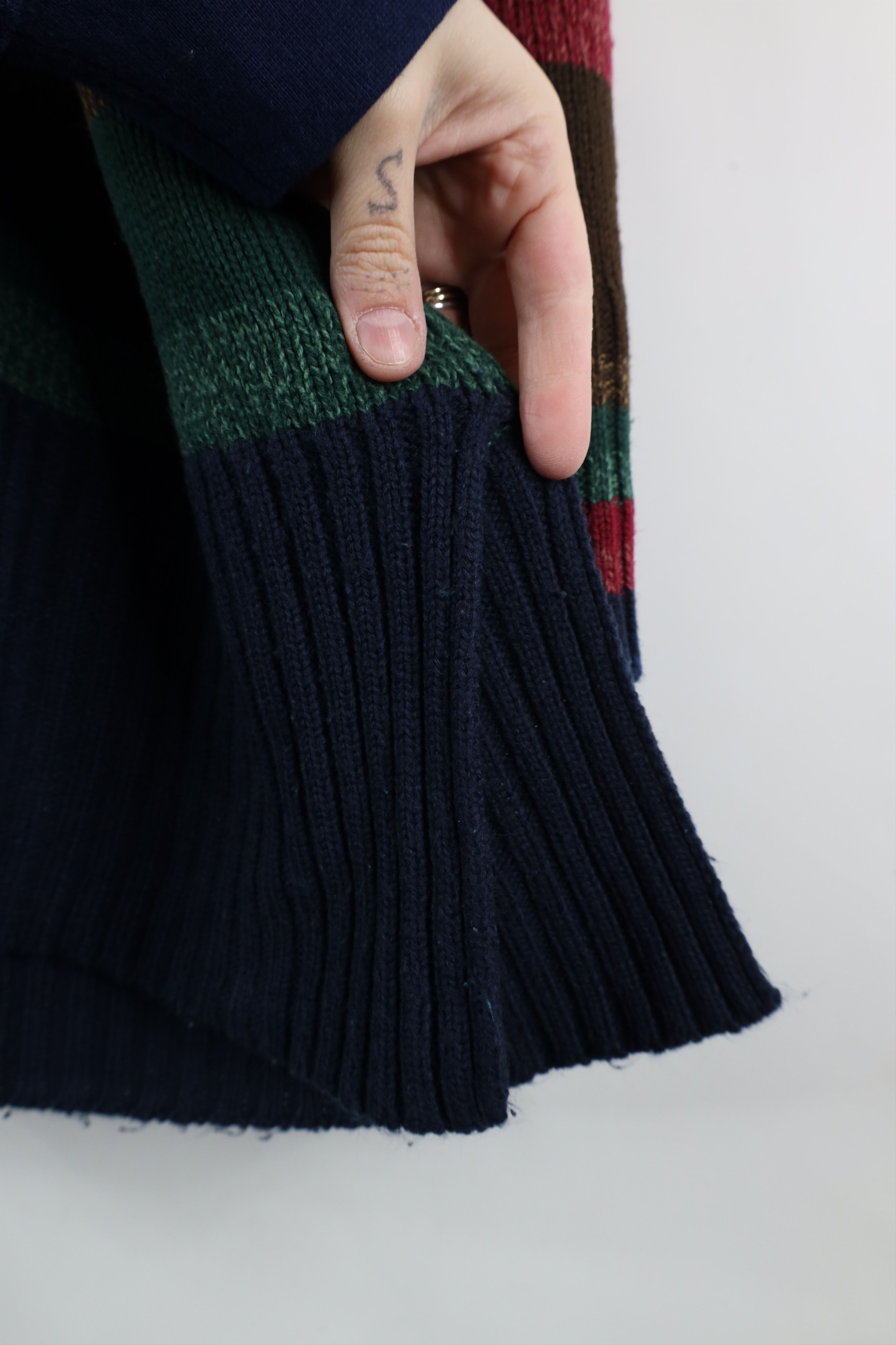 Vintage Vintage 90s Streetwear Rainbow Striped Mock Neck Sweater Size 3XL / US 20-22 - 6 Thumbnail
