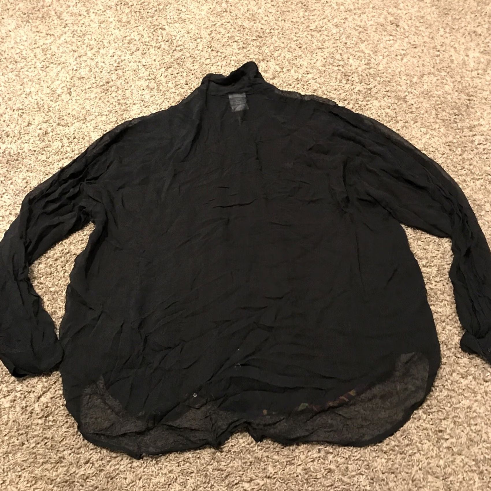 Vintage Zero Button-Up Shirt Womens L Black Sequin Sheer Rayon A38 Vintage No Size L / US 10 / IT 46 - 4 Thumbnail