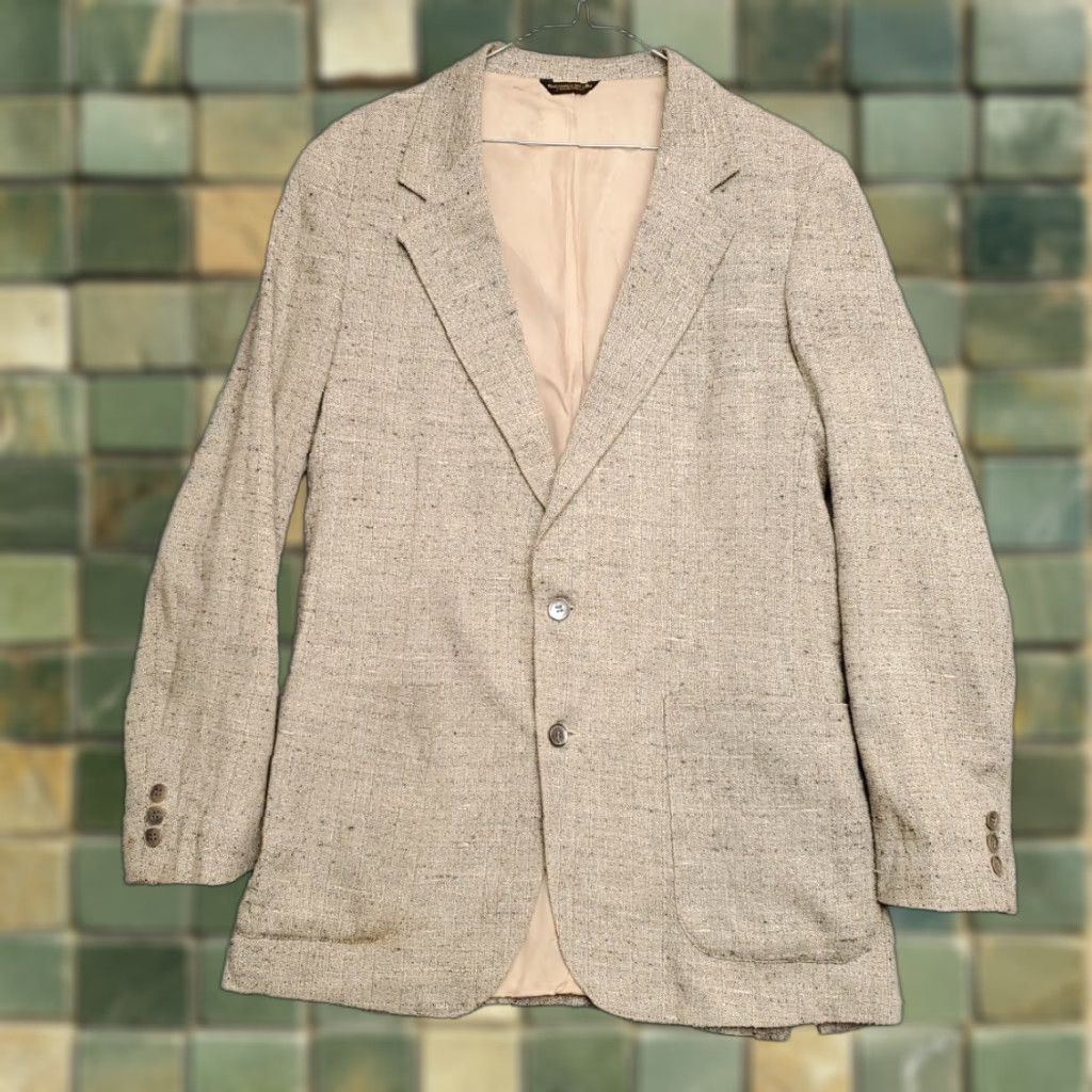 Levi's VTG Levi's Trimcut Tweed Blazer Men's 40R Beige Wool Blend Jacket 2 Piece Blazer Vintage 70s Made in USA Mens Size 40R - 1 Thumbnail
