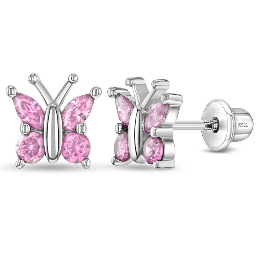 Other Dainty CZ Butterfly Pink Earrings - Sterling Silver Size ONE SIZE - 1 Thumbnail