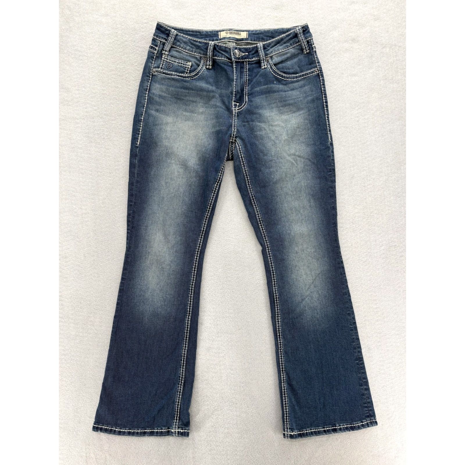 Denime Rock & Roll Denim Jeans Womens 27x30 Blue Mid Rise Bootcut Stretch 5-Pocket Embroidered Denim Riding Y2K Size 27" / US 4 / IT 40 - 2 Thumbnail