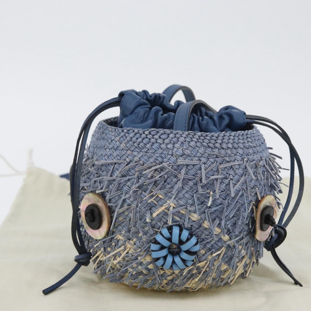 Loewe LOEWE Basket Bag Blow Fish Shoulder Bag Raffia Light Blue Size ONE SIZE - 12 Thumbnail