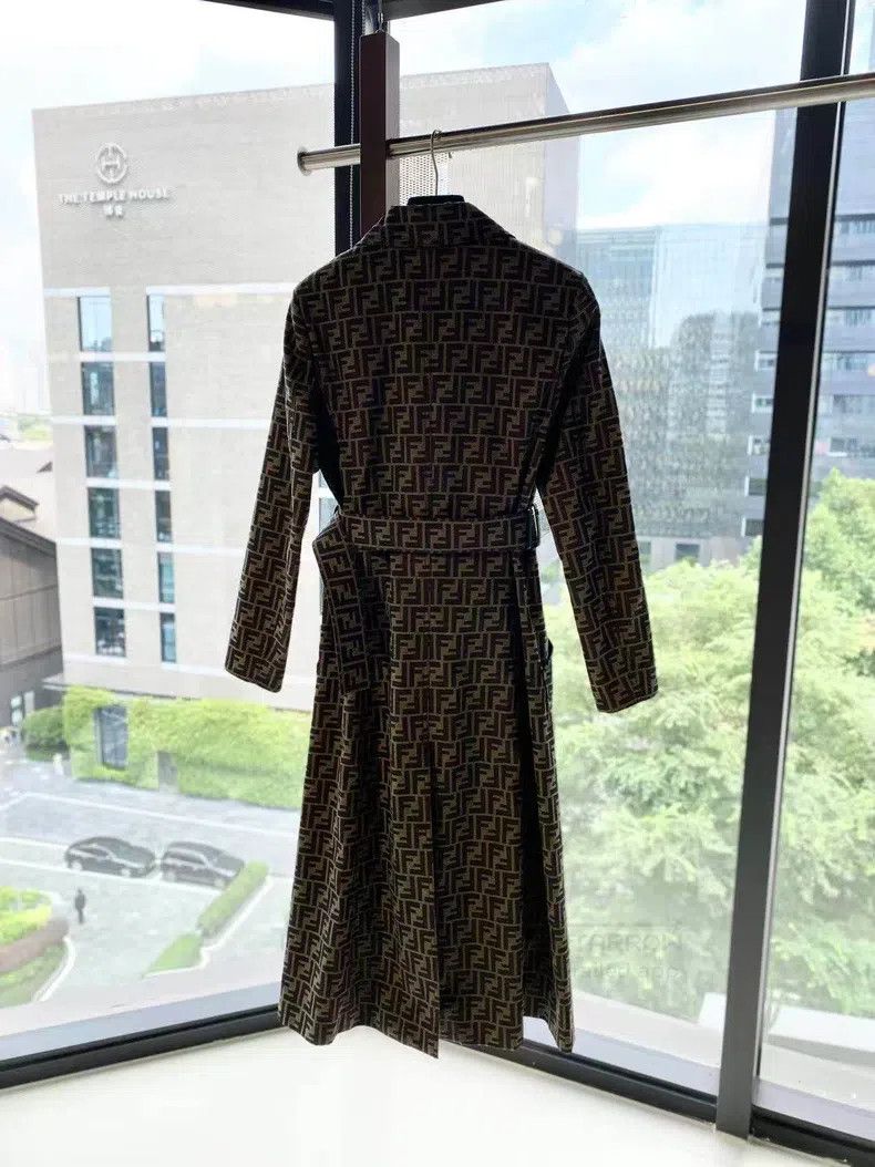 Fendi Fendi Polyester/Cotton Jacquard Printed Belted Trench Coat Size XXS / US 00 / IT 34 - 3 Thumbnail