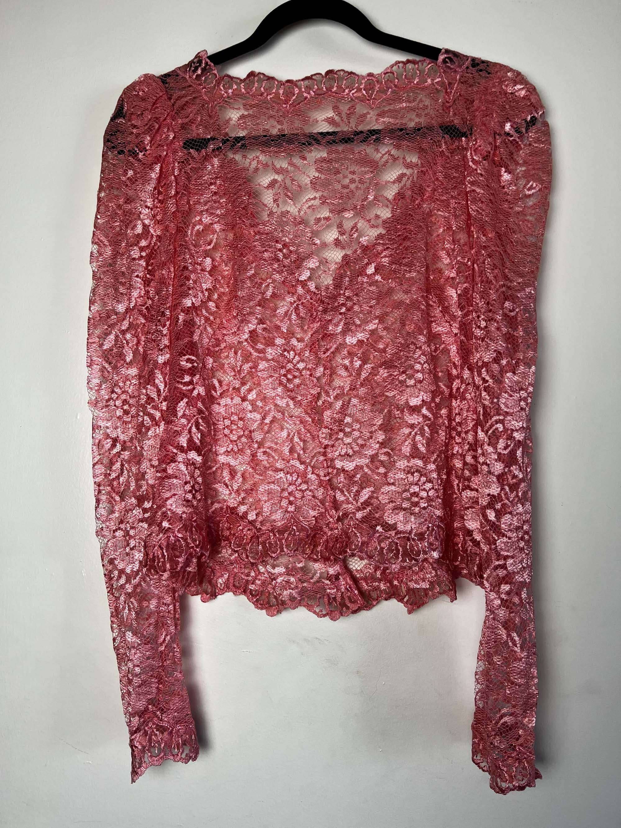Vintage Vintage 1960's Edwardian Pink Lace Puffy Sleeve Blouse Size L / US 10 / IT 46 - 17 Thumbnail