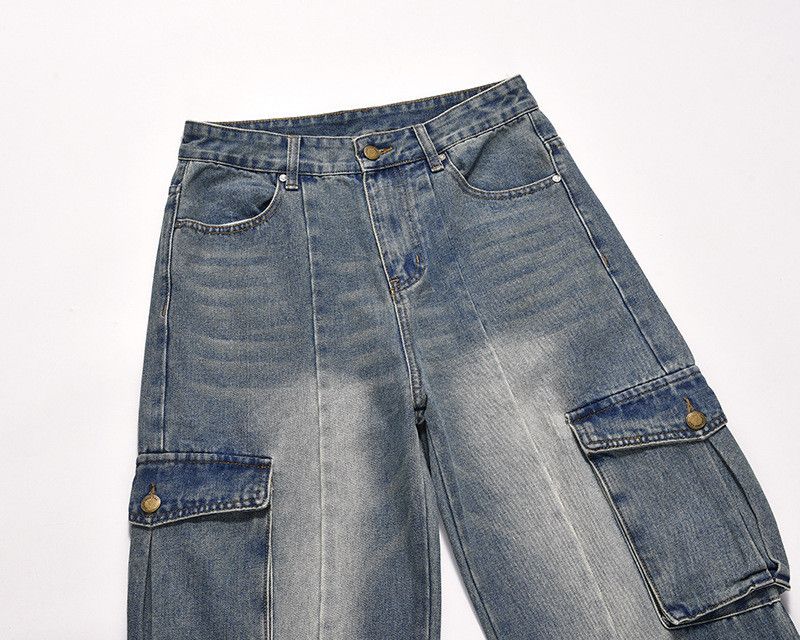 Jean American retro whiskered distressed straight work jeans Size US 32 / EU 48 - 3 Thumbnail