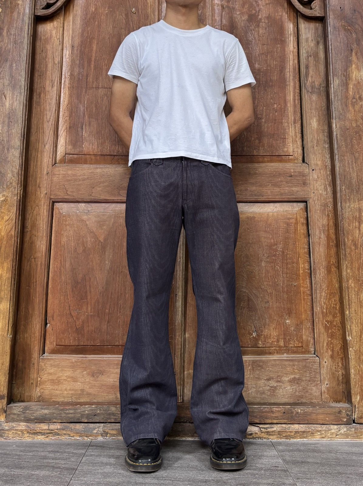 Lad Musician FREE TAX! F/W 2001 Wood Printed Flared Pants - 32 Size US 32 / EU 48 - 1 Thumbnail