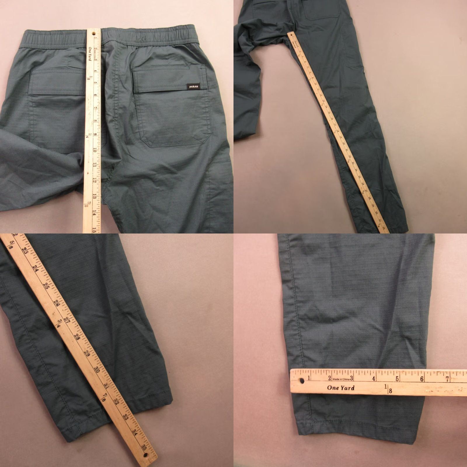 Prana prAna Pants Mens Small Chino Pockets Casual Elastic Waist Green Lightweight Size US 29 - 8 Thumbnail