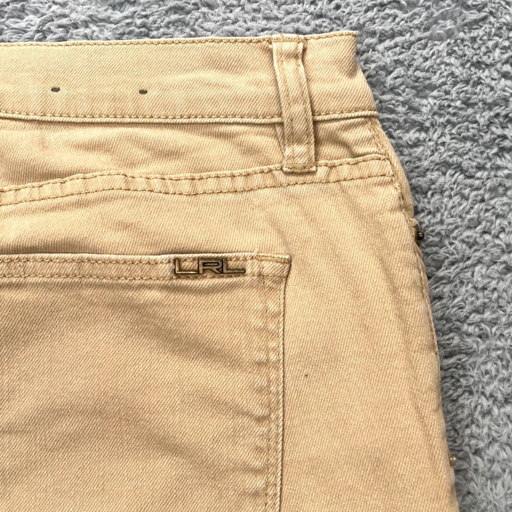 Ralph Lauren Lauren Ralph Lauren Jeans Womens 10 Petite Beige Cotton Stretch Straight Leg Jeans 5-Pocket Denim City Preppy Distressed-Free Regular Inseam 22 in Size 32" / US 10 / IT 46 - 5 Thumbnail
