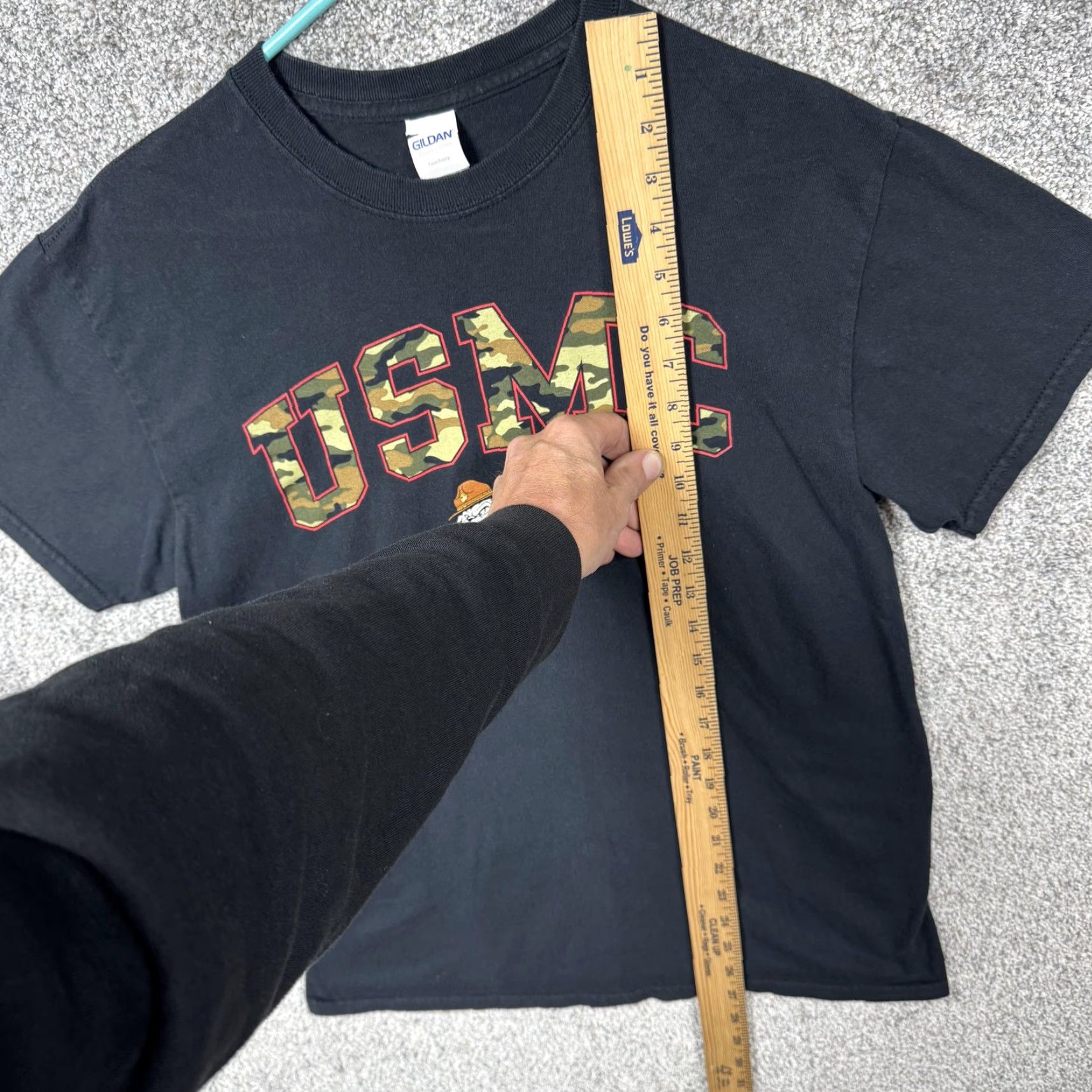 Gildan USMC Shirt Mens Medium Black Bulldog Camo Graphic Military Marines Tee Gildan Size US M / EU 48-50 / 2 - 2 Thumbnail