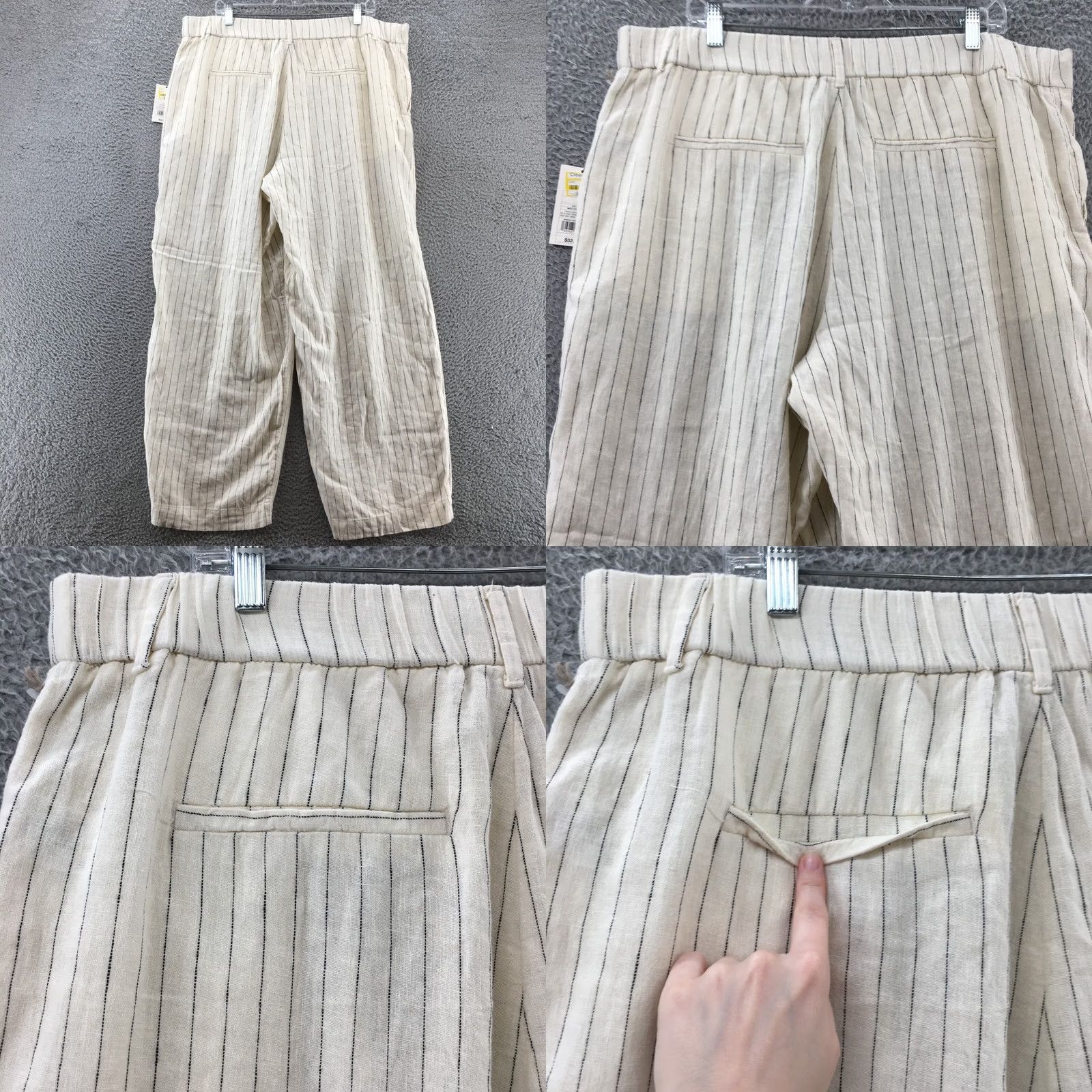 Vintage A New Day Pants Womens 17 Beige Casual Striped Linen Bleend Mid Rise Zip Size 38" / US 16 / IT 52 - 9 Thumbnail