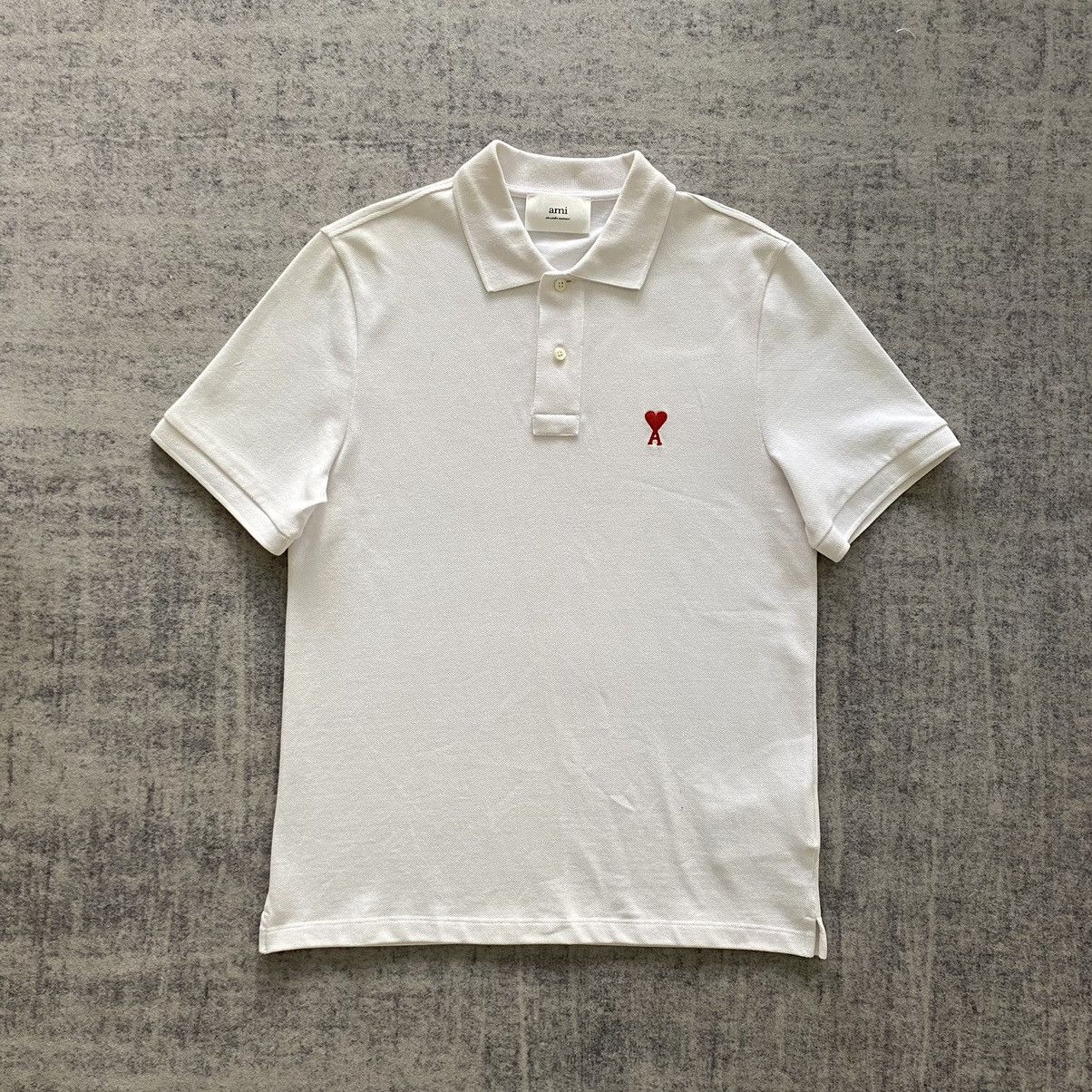 AMI AMI PARIS 'Ami de coeur' Polo Shirt WHITE Size M / US 6-8 / IT 42-44 - 1 Thumbnail