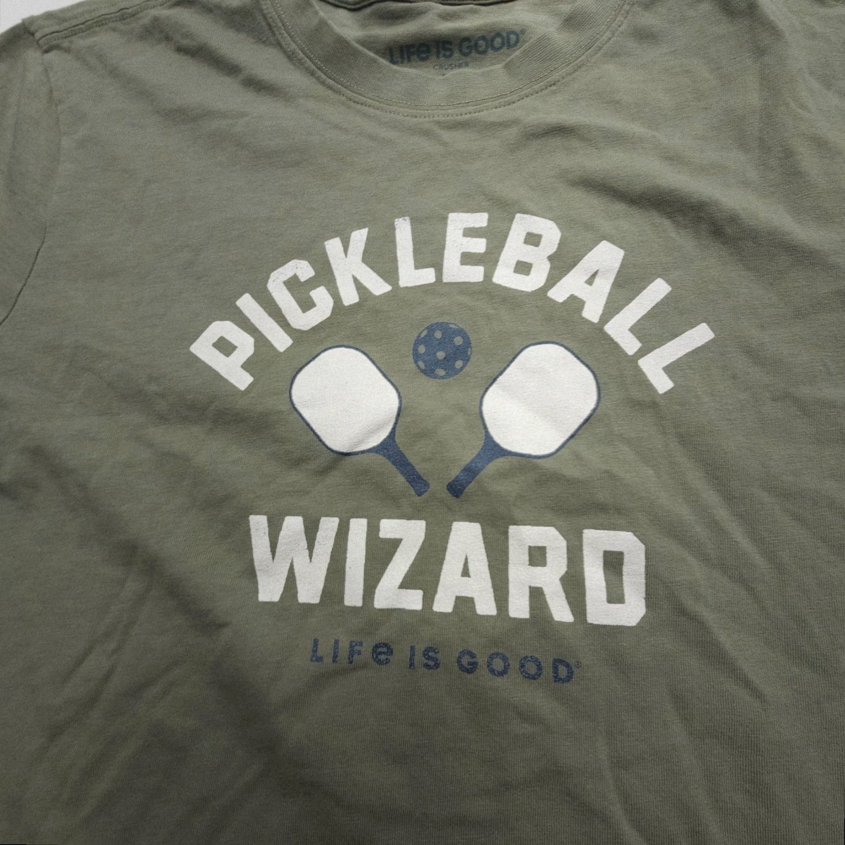 Life is Good Life is Good T Shirt Mens Medium Green Crusher Graphic Tee Pickleball Wizard Size US M / EU 48-50 / 2 - 3 Thumbnail