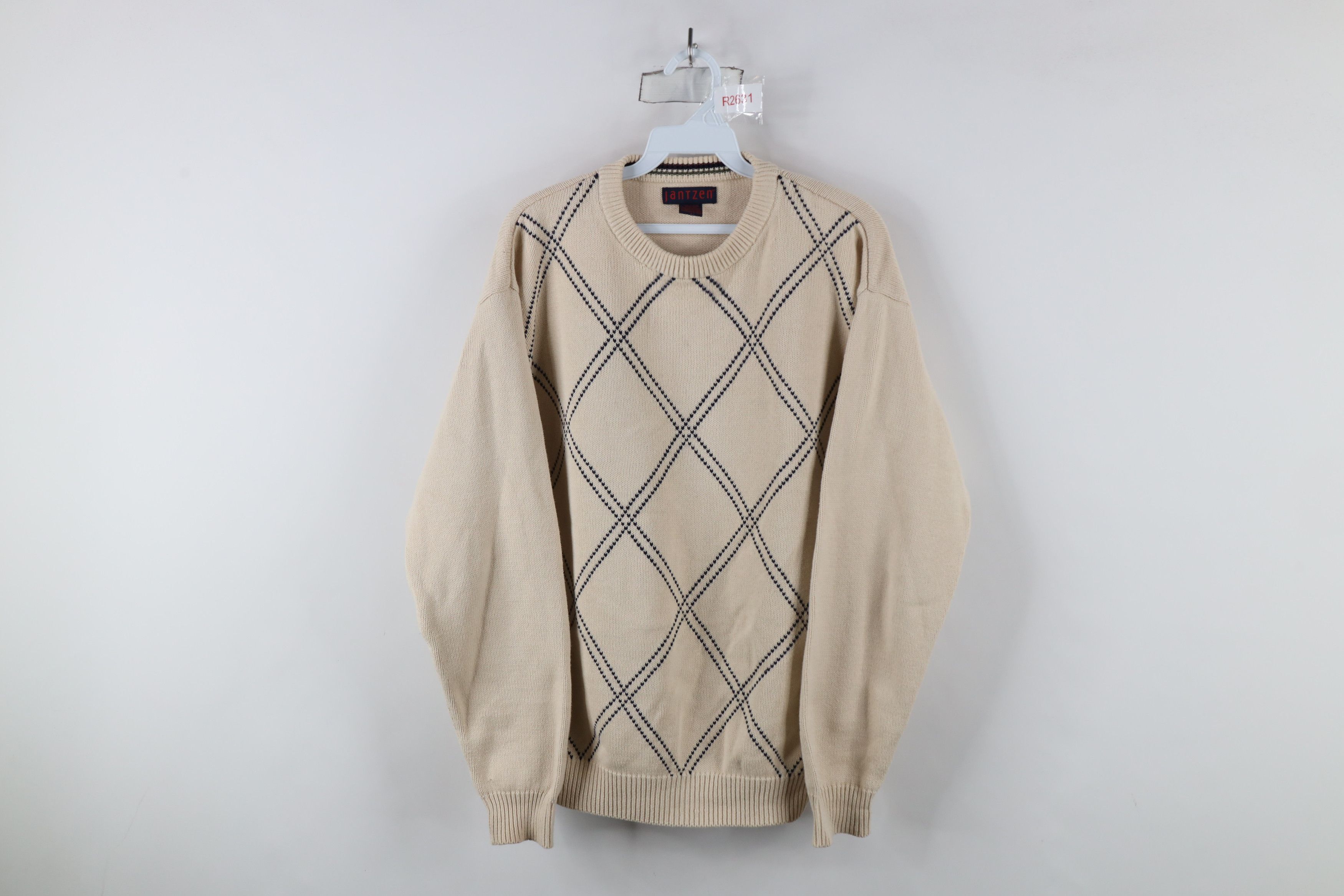Vintage Vintage 90s Streetwear Argyle Cotton Knit Crewneck Sweater Size US M / EU 48-50 / 2 - 1 Thumbnail