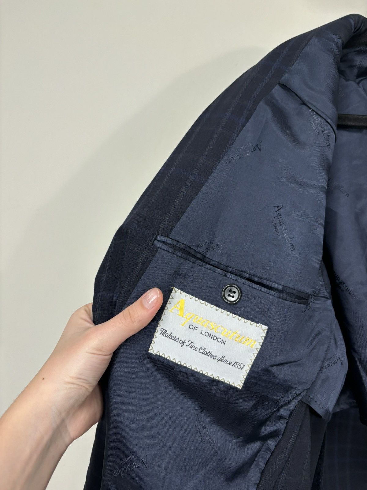 Aquascutum Aquascutum Men’s Windowpane Fine Worsted Wool Blazer Jacket Size 44R - 15 Thumbnail