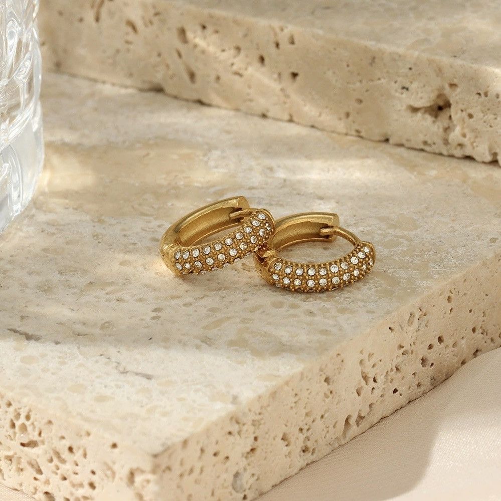 Other 14mm CZ Small Gold Hoop Earrings for Women Men Size ONE SIZE - 2 Thumbnail