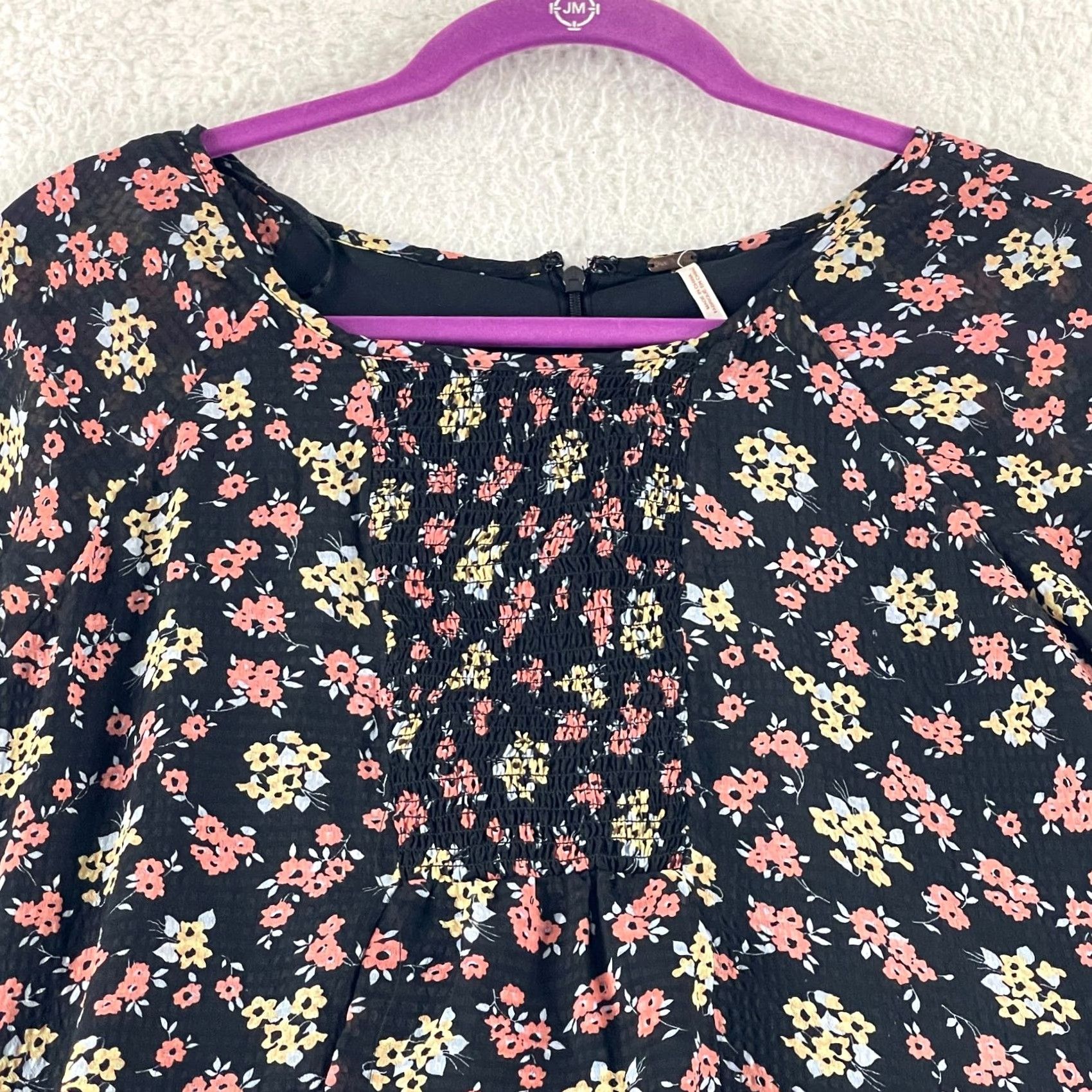 Free People Free People Molly Mini Dress Womens Size 4 Black Floral Long Sleeve Boho Crepe Regular Size S / US 4 / IT 40 - 3 Thumbnail