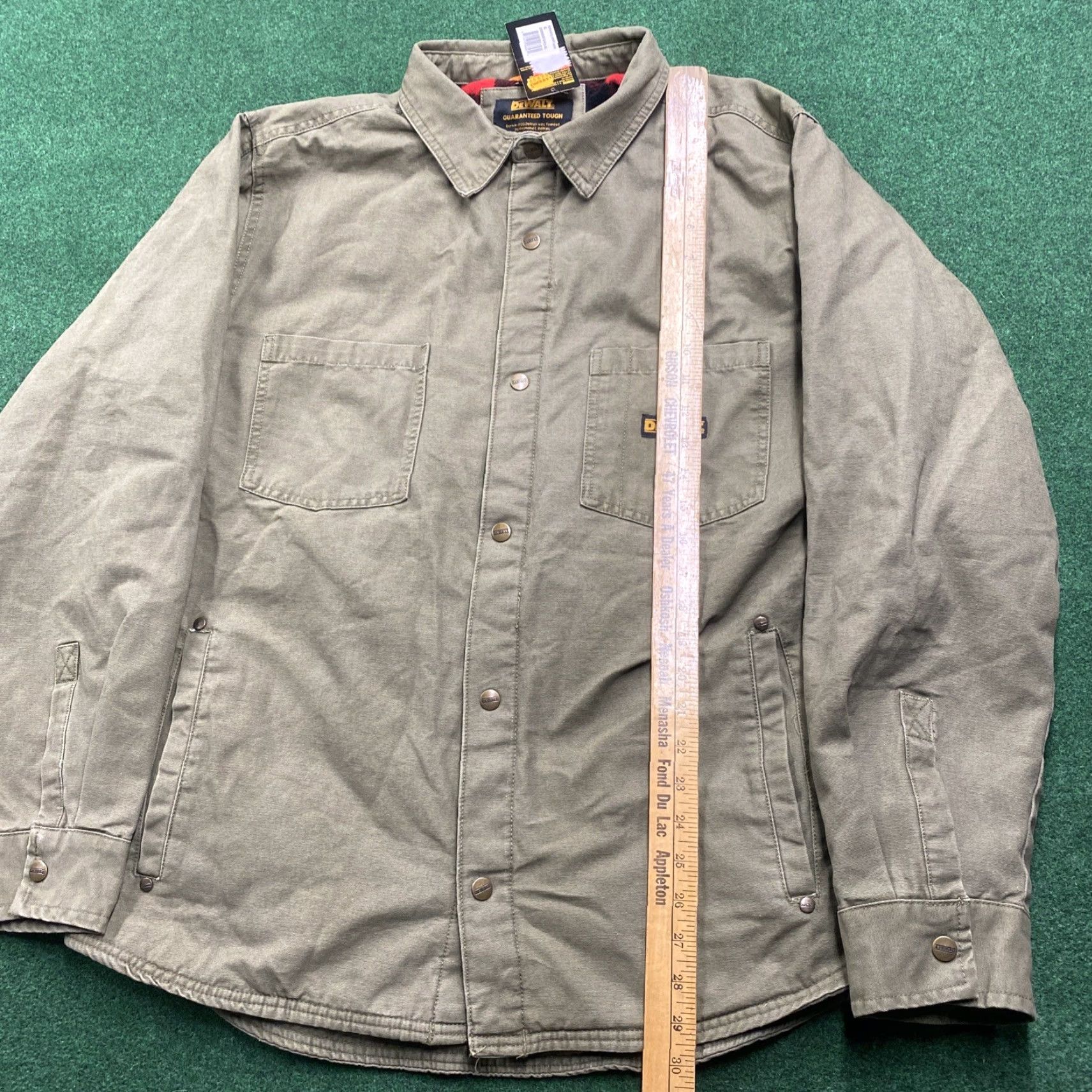 Olive VINTAGE DEWALT Jacket Mens XL Olive Green Plaid Lined 3-in-1 Coat Workwear Parkersburg Cotton Olive Green Holiday 80s 90s USA Mens Size US XL / EU 56 / 4 - 6 Thumbnail