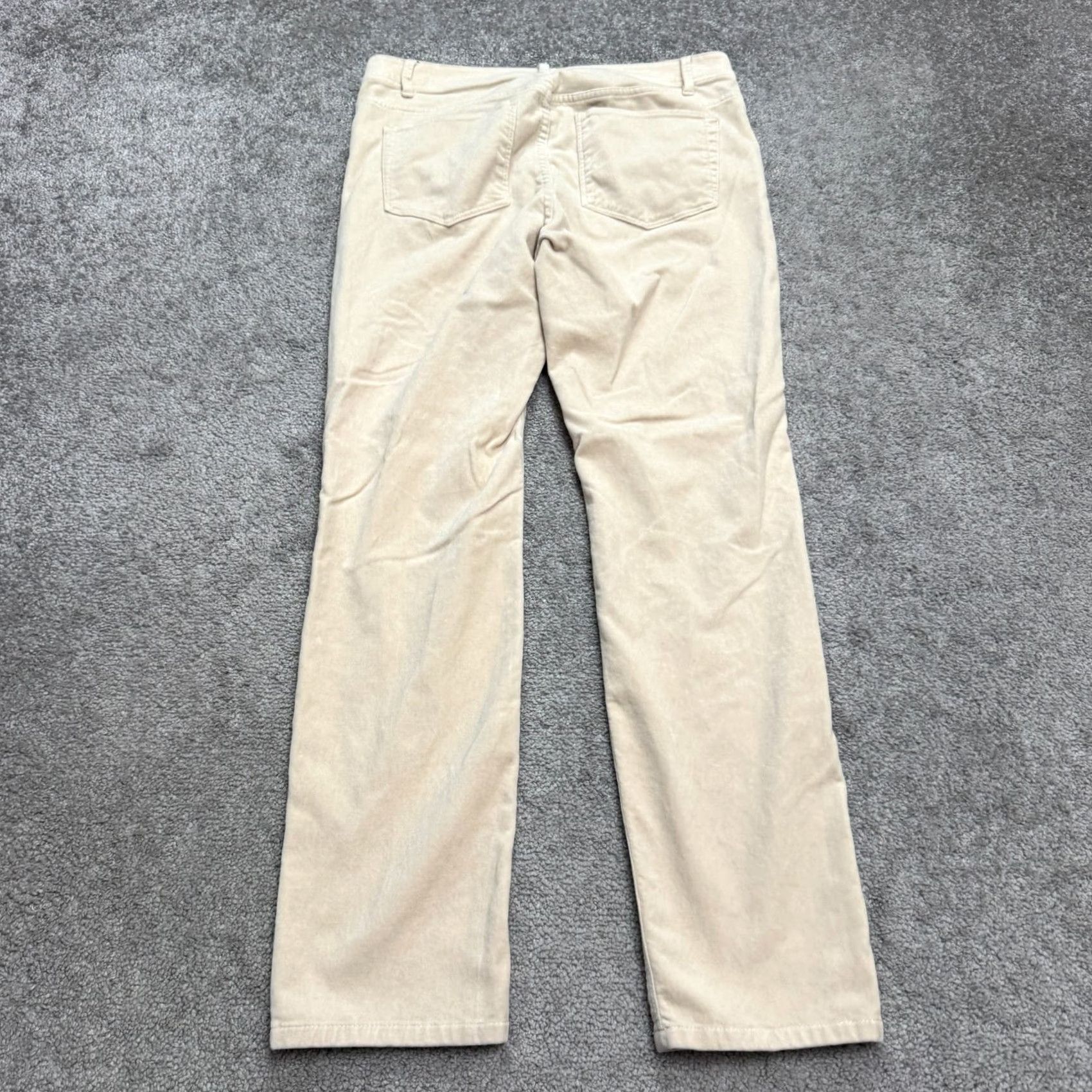 J. Jill J. Jill Beige Velvet Straight Leg Trouser Pants Womens 6 Mid Rise Cotton Stretch Size 28" / US 6 / IT 42 - 2 Thumbnail