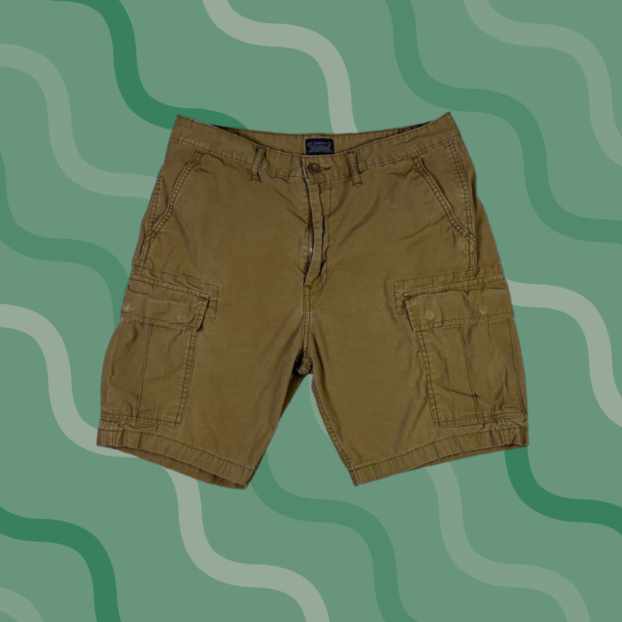 CO Levi Strauss Co Cargo Shorts Mens Size 32 Khaki Cargo Pocket 90s Vintage Brown Canvas Cotton Short) Size US 32 / EU 48 - 1 Thumbnail