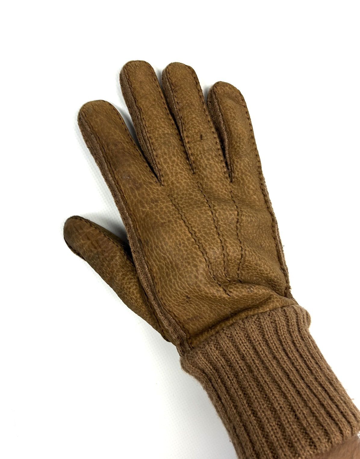 Loewe Archive Loewe Leather Gloves Brown Wool Vintage Luxure Men’s Size ONE SIZE - 8 Thumbnail