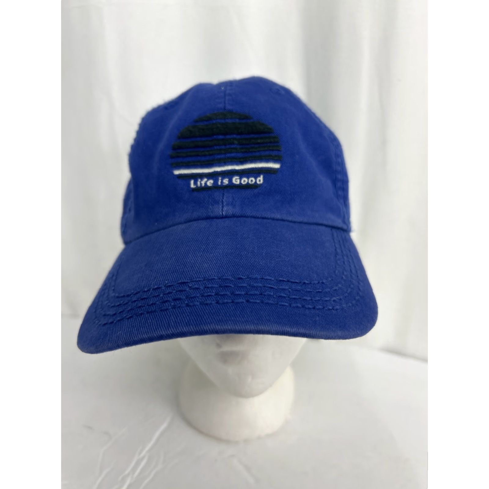 Life is Good Life Is Good Hat Strap Back Dad Adjustable Blue Black White Baseball Cap Mens One Size Color Blue Size ONE SIZE - 2 Thumbnail