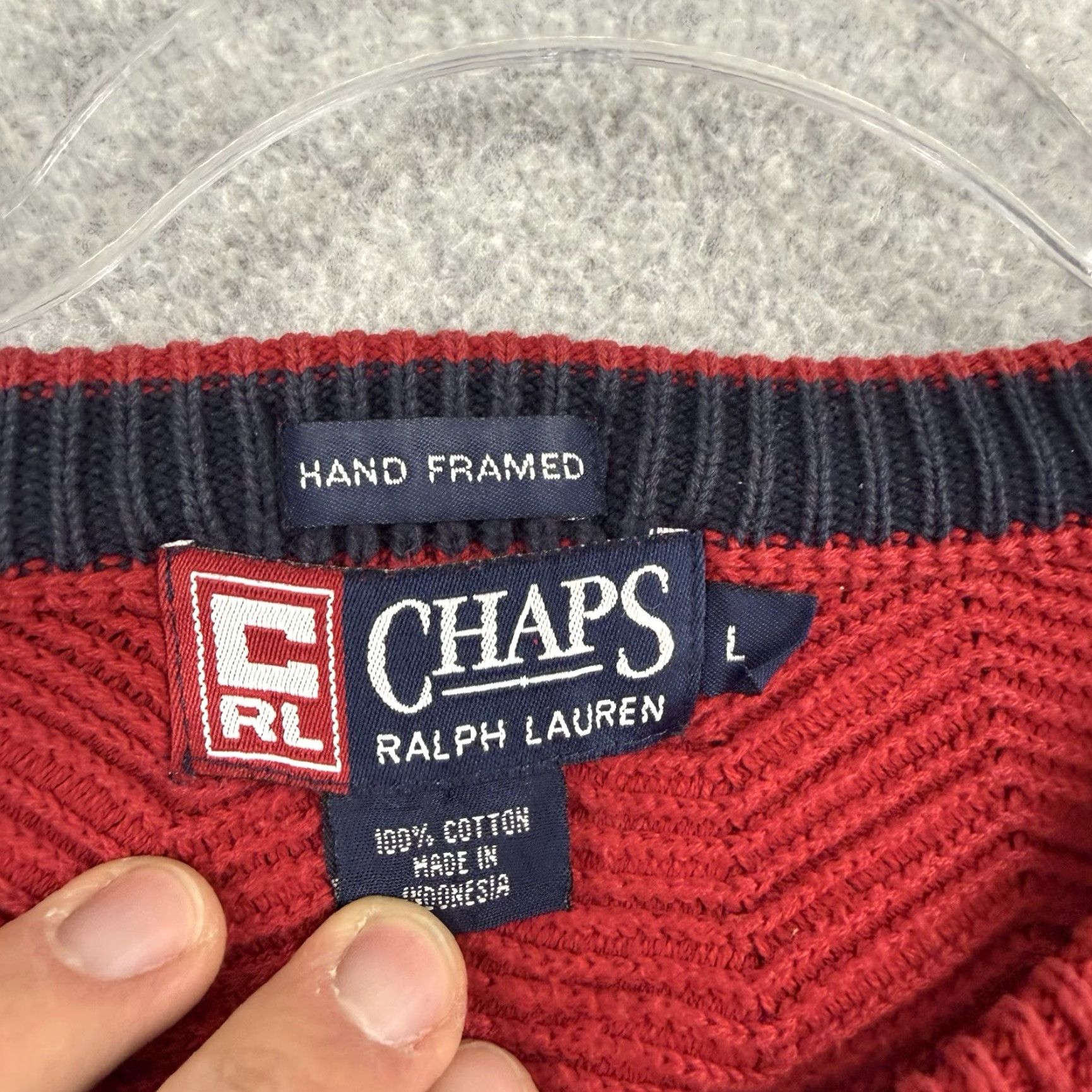 Ralph Lauren VINTAGE Ralph Lauren Sweater Shirt Men L Red 90s Herringbone Knit Crew Neck Embroidered Logo Christmas Holiday Classic Golf Winter Fall Spring | Mens Size US L / EU 52-54 / 3 - 4 Thumbnail