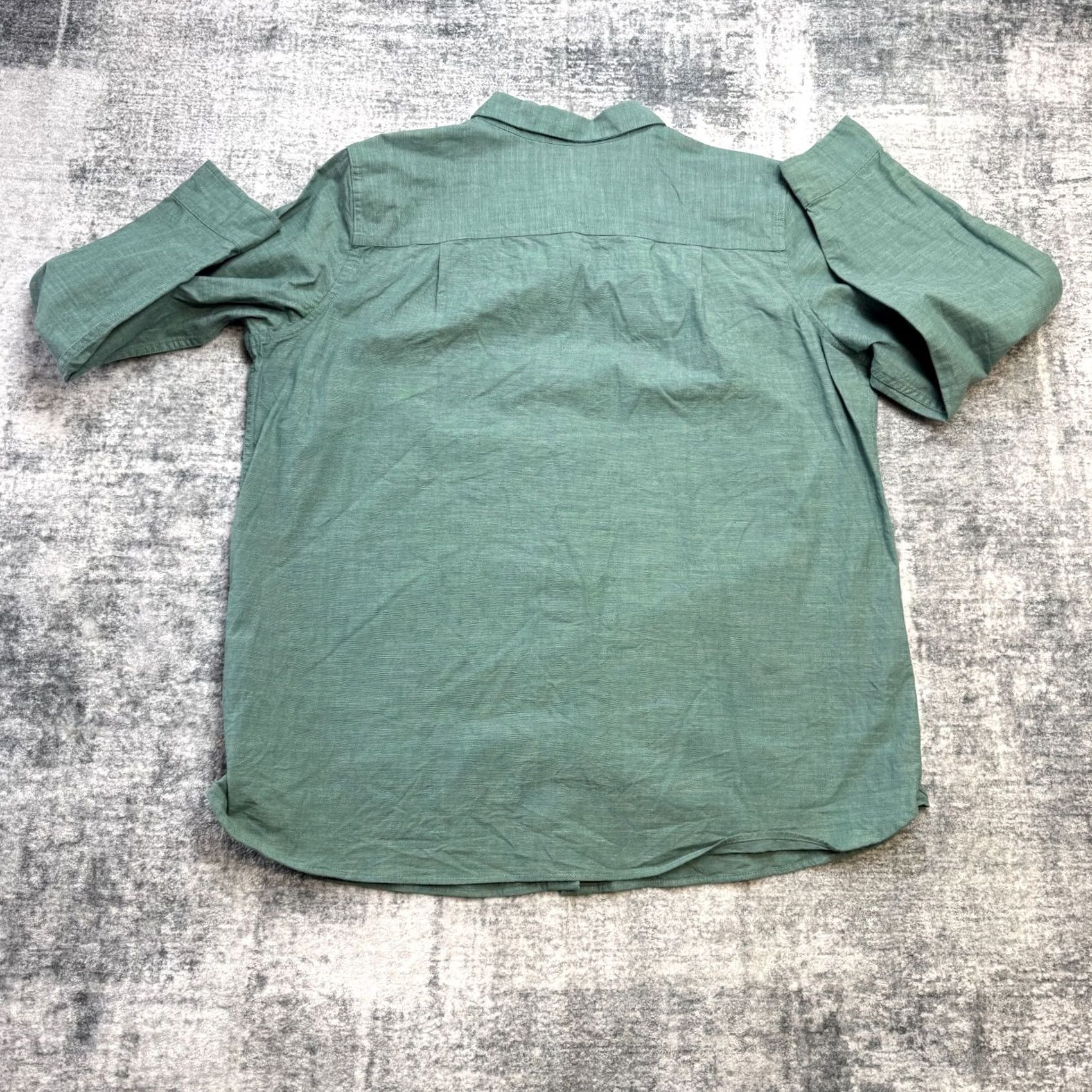 Vintage LL Bean Workshirt Womens XL Green Chambray Cotton Stretch Button Up Roll Tab Top Size XL / US 12-14 / IT 48-50 - 7 Thumbnail