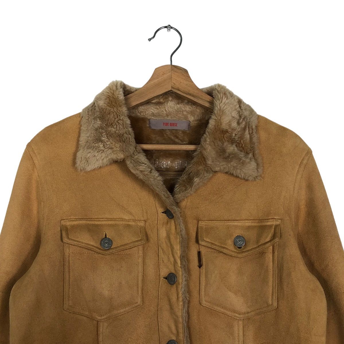 Japanese Brand 🔥Vintage Suede Jacket Mink Fur Lining Pink House Japan Size US L / EU 52-54 / 3 - 3 Thumbnail