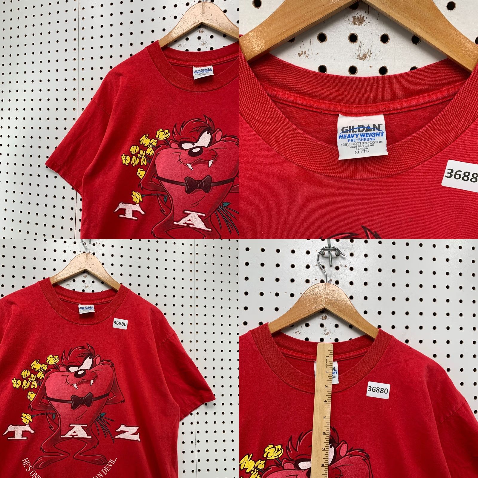 Gildan VINTAGE 90s Taz Tasmanian Devil Love Shirt Mens XL Red Graphic Size US XL / EU 56 / 4 - 8 Thumbnail