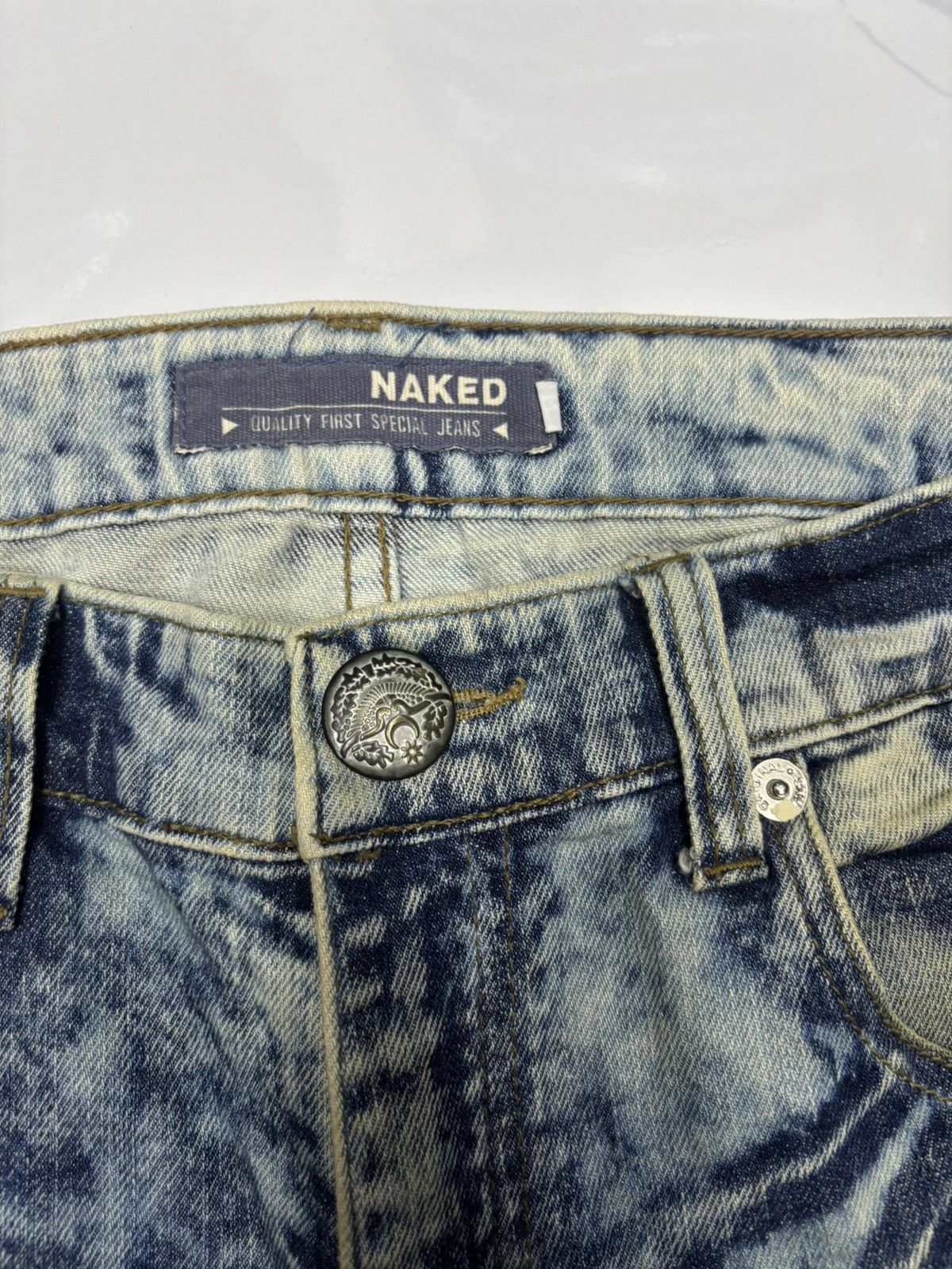 If Six Was Nine OG🔥NAKED JEANS BLEACH ROCKSTAR SLIM FLARE DENIM JEANS Size US 31 - 9 Thumbnail