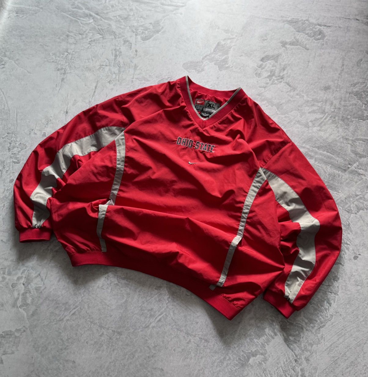 Nike × Vintage 90s Nike Vintage Nylon Center Swoosh Oversize Sweatshirt Y2K Size US XL / EU 56 / 4 - 2 Thumbnail