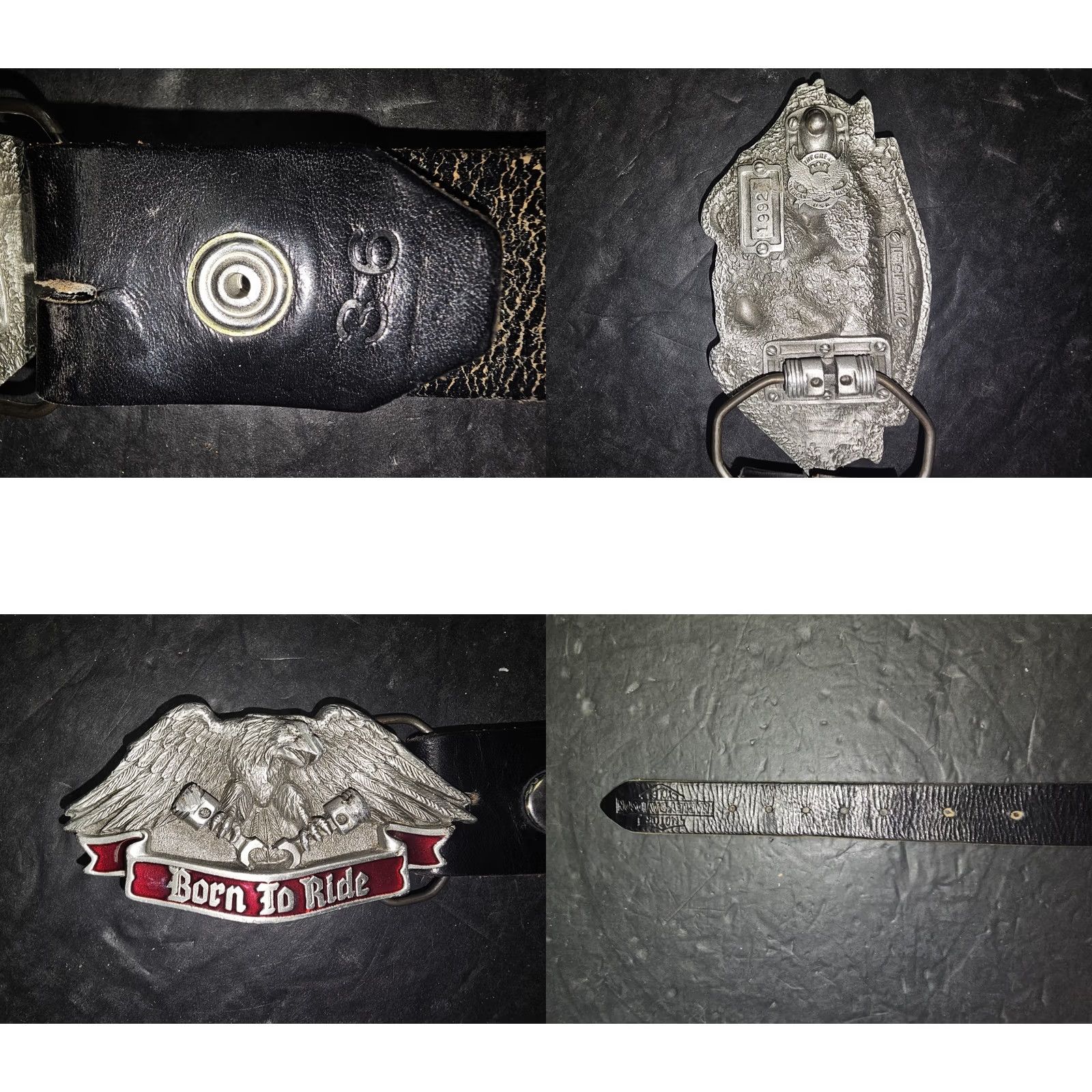 Vintage VINTAGE The Great American Belt Buckle Harley-Davidson Born to Ride Belt Buckle Men Silver with red enamel 1992 1.5 in Fits Belt Width Mens Size ONE SIZE - 8 Thumbnail