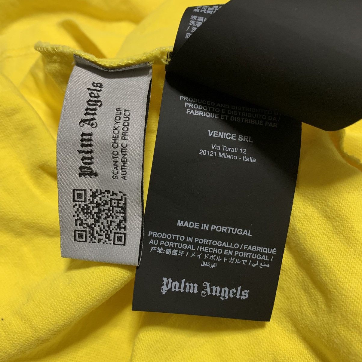 Palm Angels Palm Angels Large Box Logo Graphic Yellow Tee Size US L / EU 52-54 / 3 - 6 Thumbnail