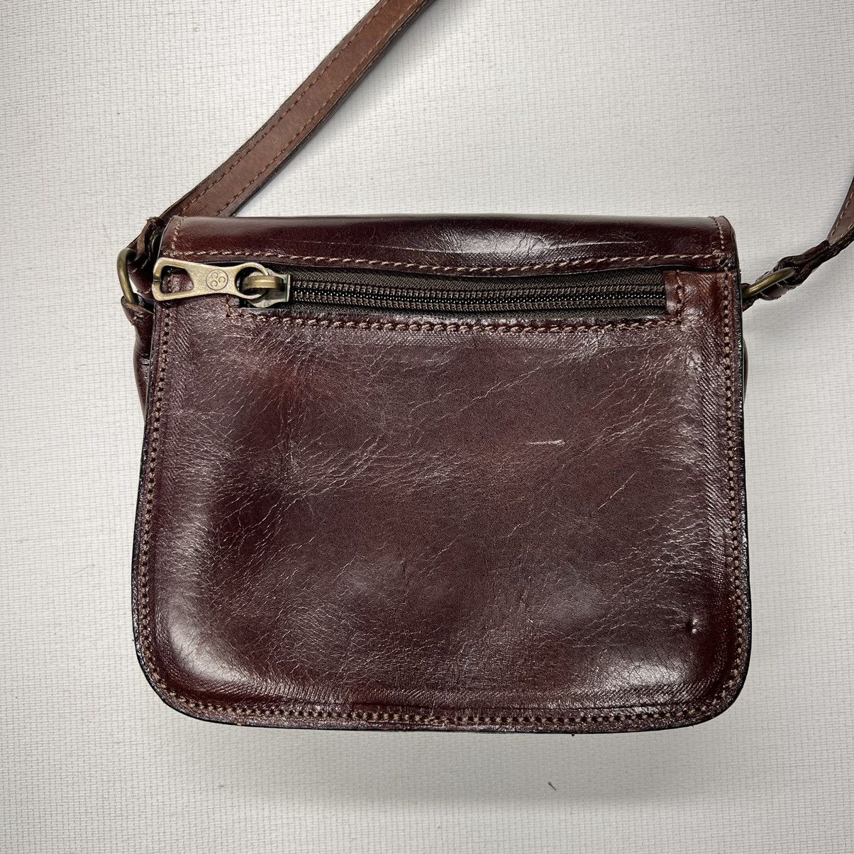 Firenze × Vintage Firenze Leather Bag Brown Saddle Shoulder Crossbody Handbag Size ONE SIZE - 7 Thumbnail