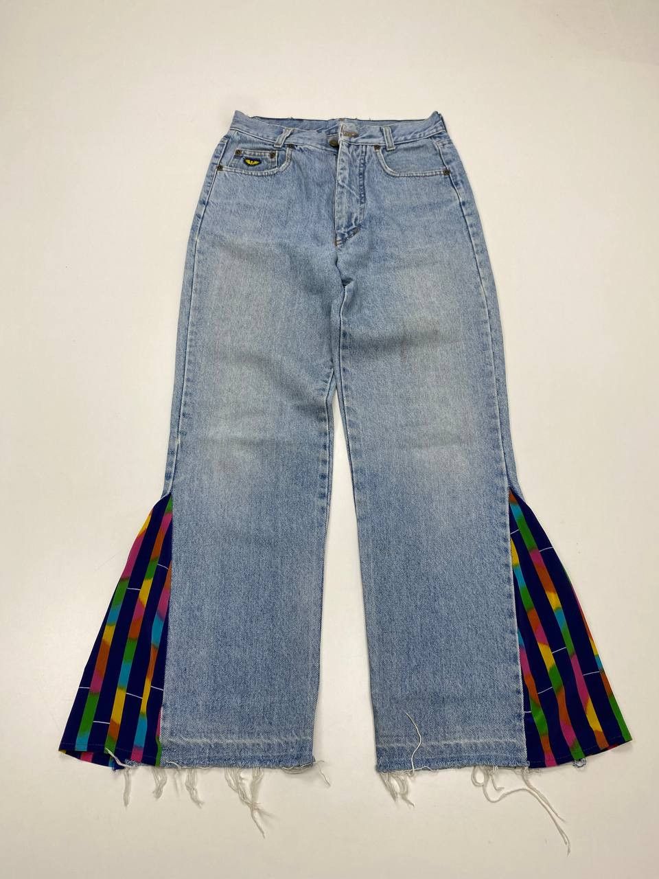 Vintage Wampum Vintage Flare Jeans 90s Rainbow Inserts Women Size 30" / US 8 / IT 44 - 1 Thumbnail