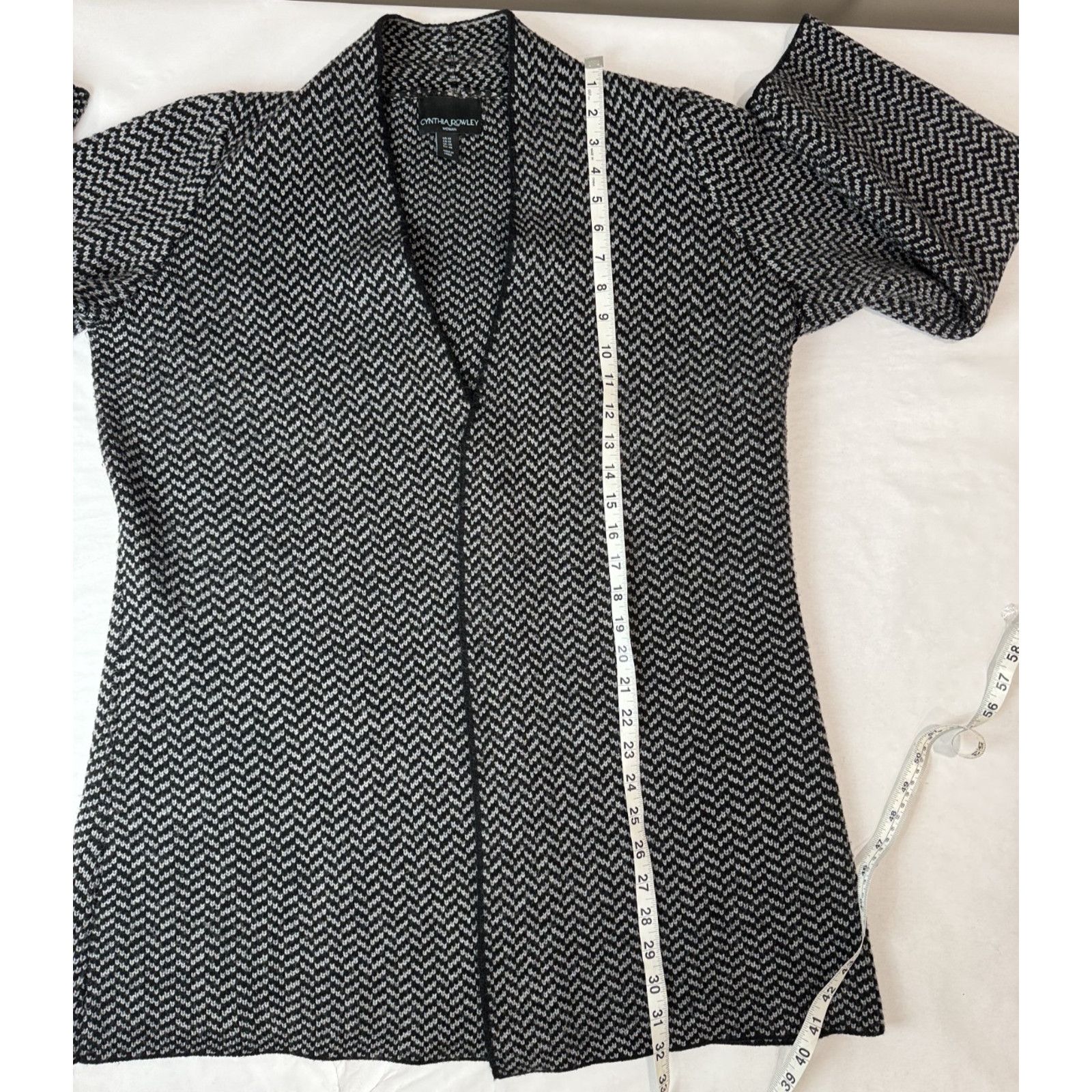 Cynthia Rowley Cynthia Rowley Wool Blend Open Front Sweater Herringbone 1X Size XL / US 12-14 / IT 48-50 - 4 Thumbnail