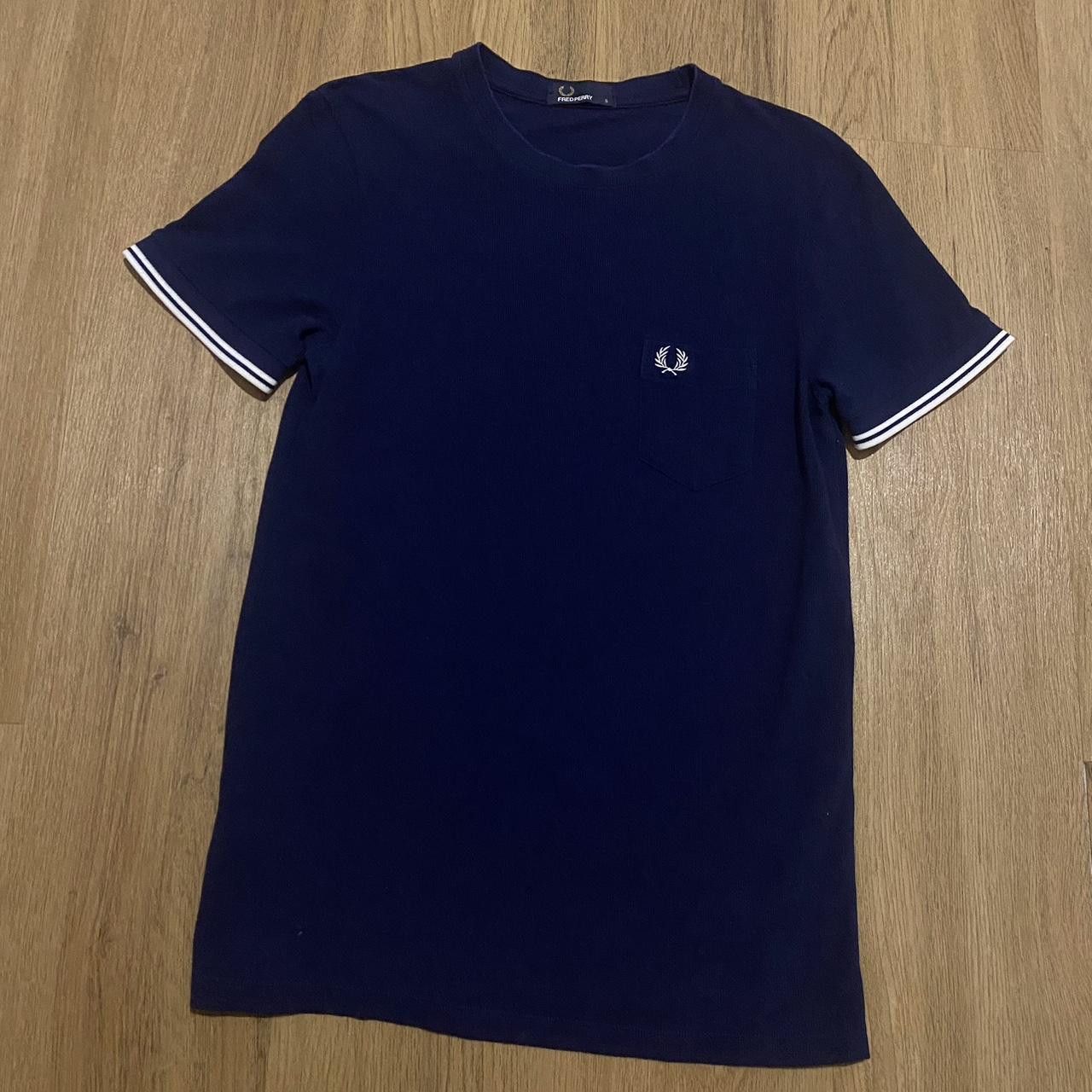 Fred Perry Navy Fred Perry Pocket T-shirt with white trim Size US S / EU 44-46 / 1 - 1 Thumbnail
