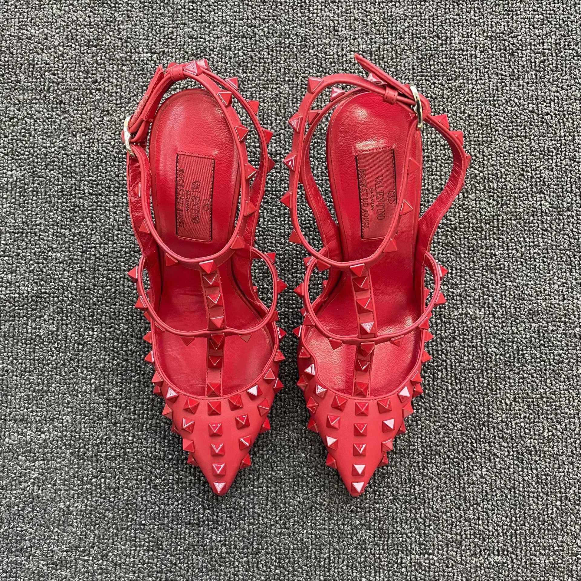 Valentino Valentino 98 New Red Lthr Buckle Stiletto Wmn's 36 Size US 5.5 / IT 35.5 - 2 Thumbnail