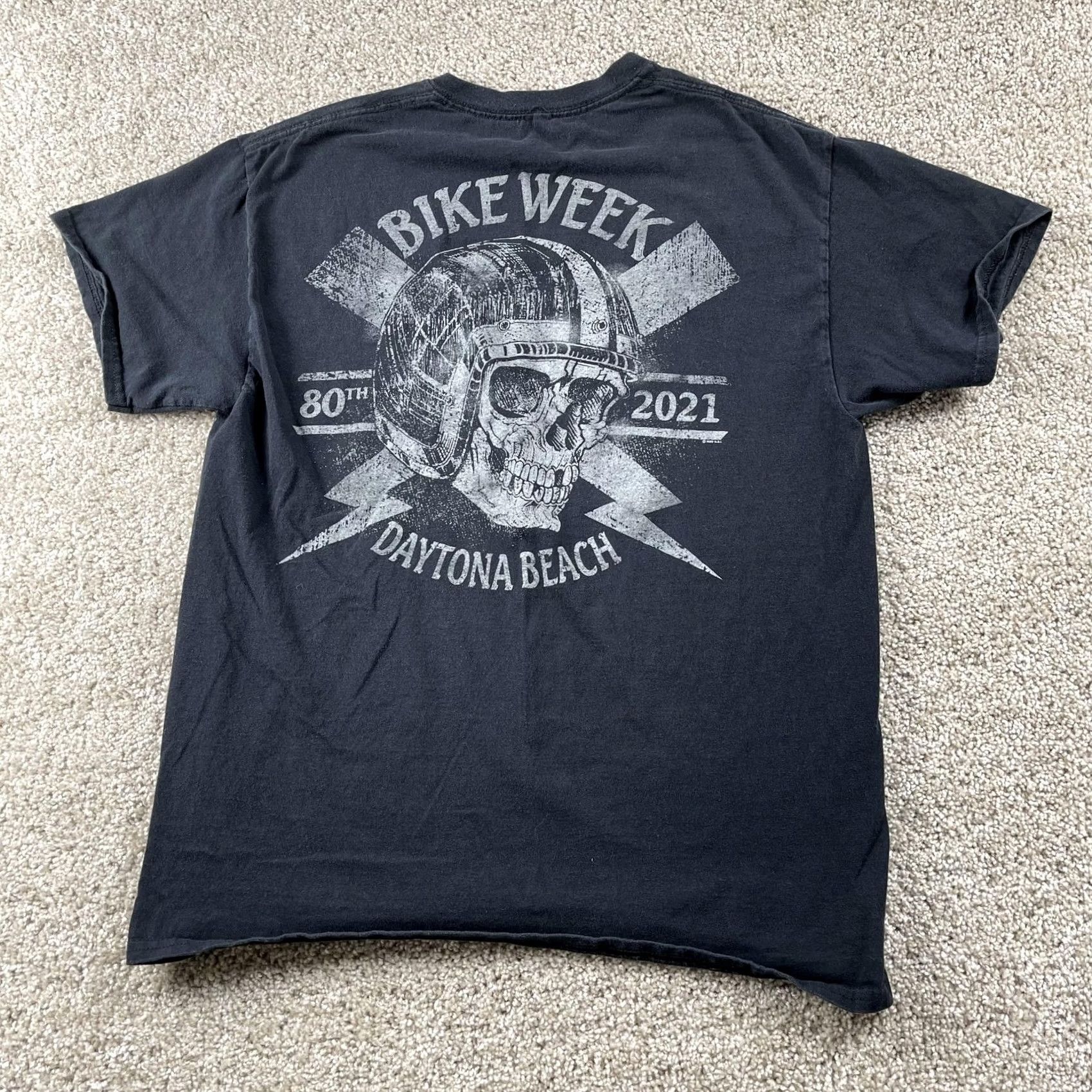Vintage Daytona Beach Bike Week 2021 Biker Skull Shirt Mens Large Black T-Shirt Tee Size US L / EU 52-54 / 3 - 3 Thumbnail