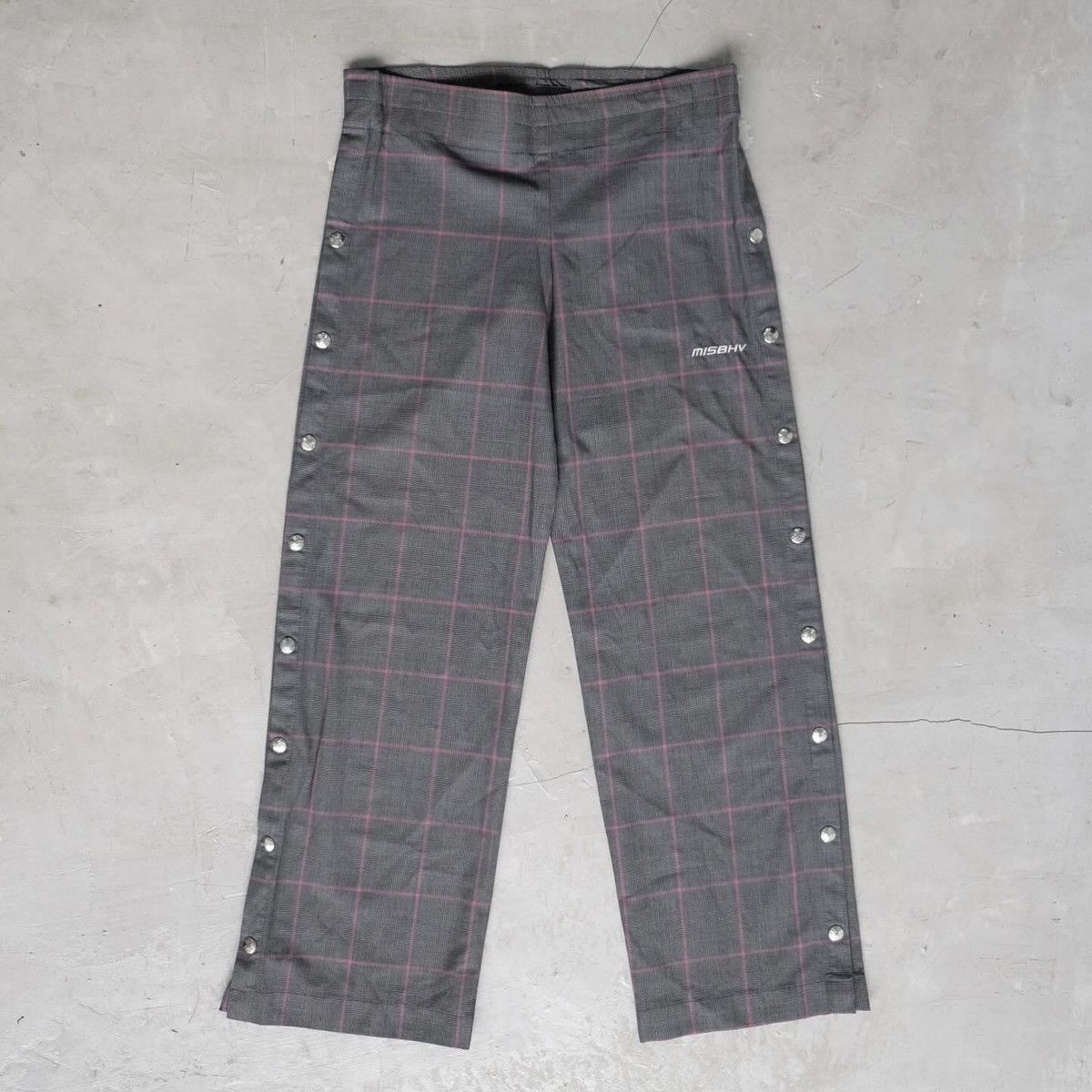 Image of Misbhv Plaid Wool Button Up Trousers in Grey, Men's (Size 31)