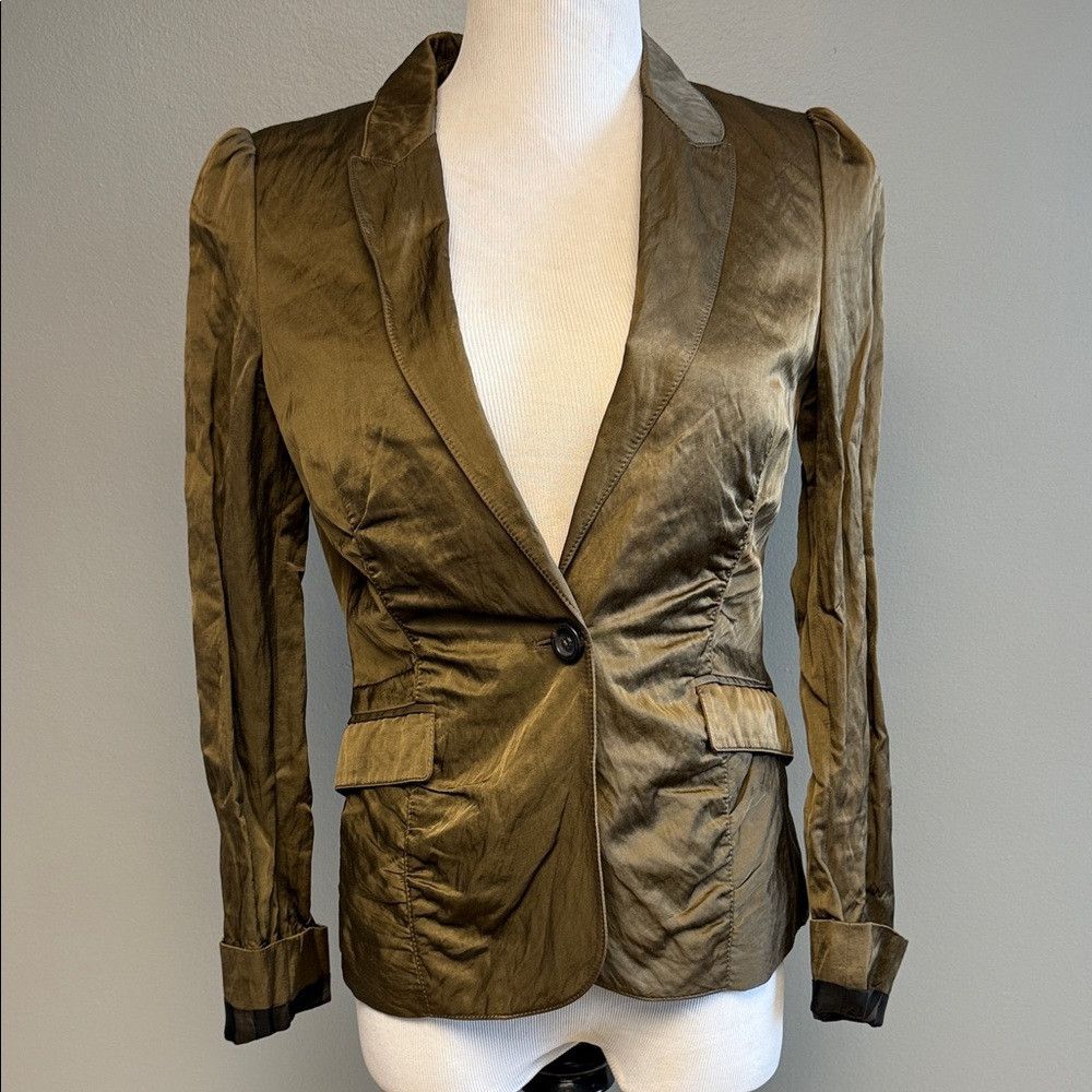 Burberry Burberry Metallic Olive Blazer US 6 Structured Jacket Size M / US 6-8 / IT 42-44 - 1 Thumbnail