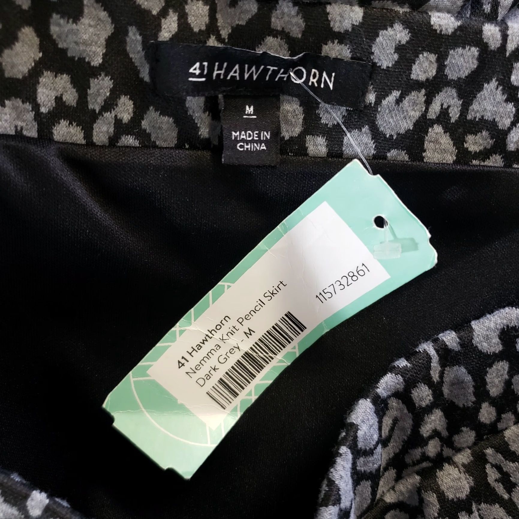 Vintage VINTAGE? No — 41Hawthorn Women’s Nemma Knit Pencil Skirt M Black Gray Animal Print Knee Length Size 32" / US 10 / IT 46 - 3 Thumbnail