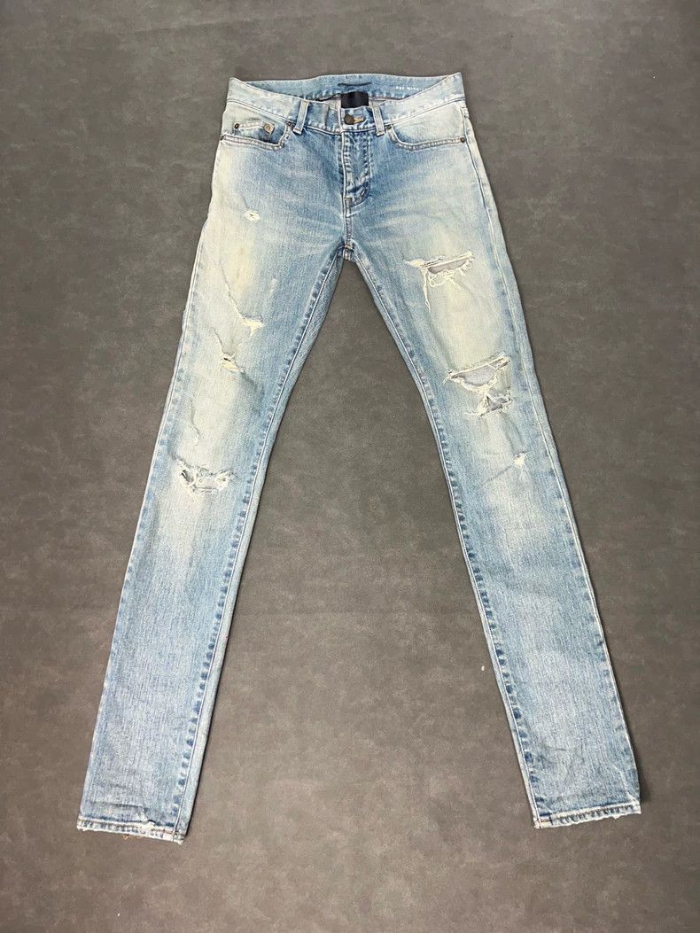 Saint Laurent Paris Saint Laurent Paris 16 FW light blue yellow mud erosion big Size US 28 / EU 44 - 1 Thumbnail
